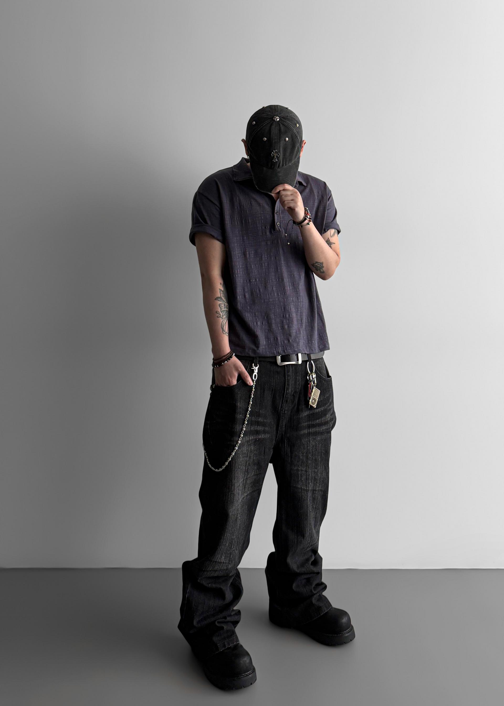 Slub collar half t