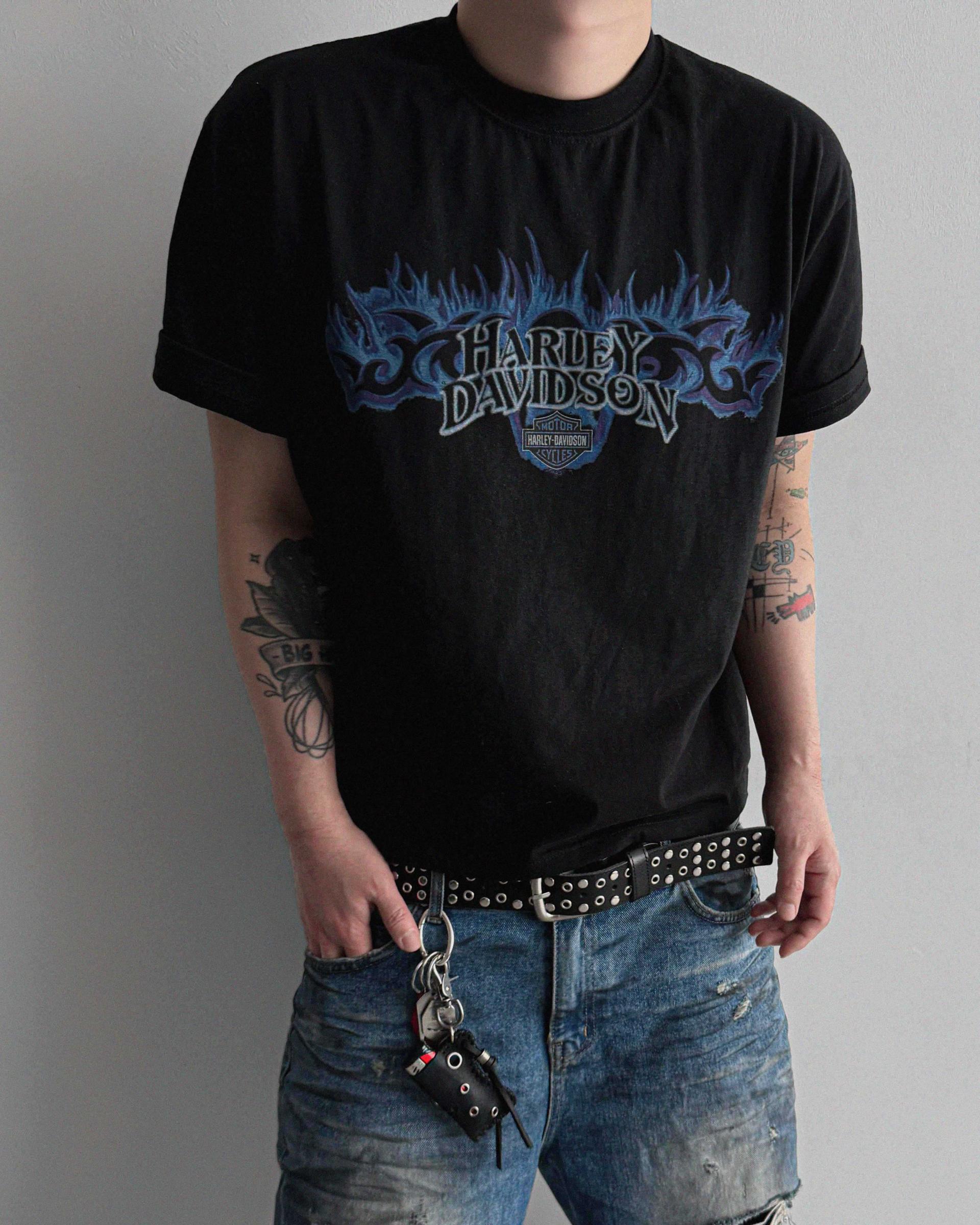 Flame harley crop half t