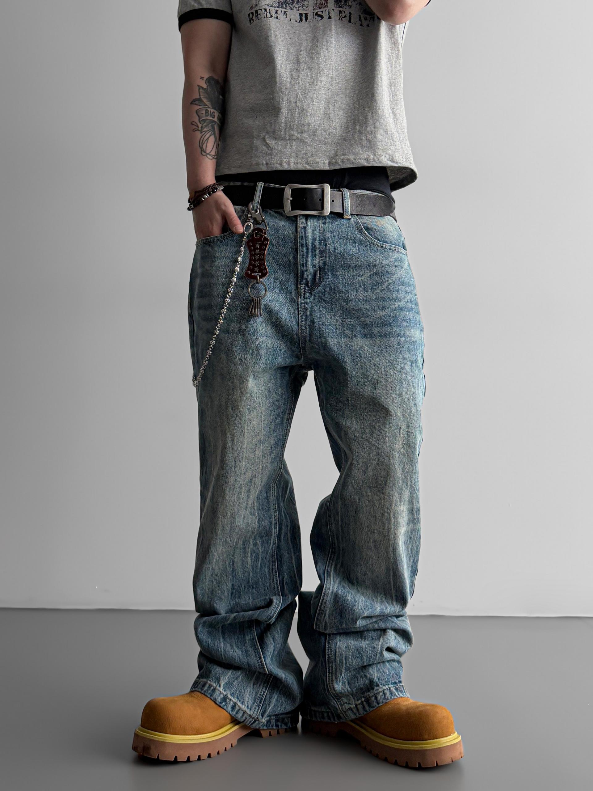 Ashed flare denim pants