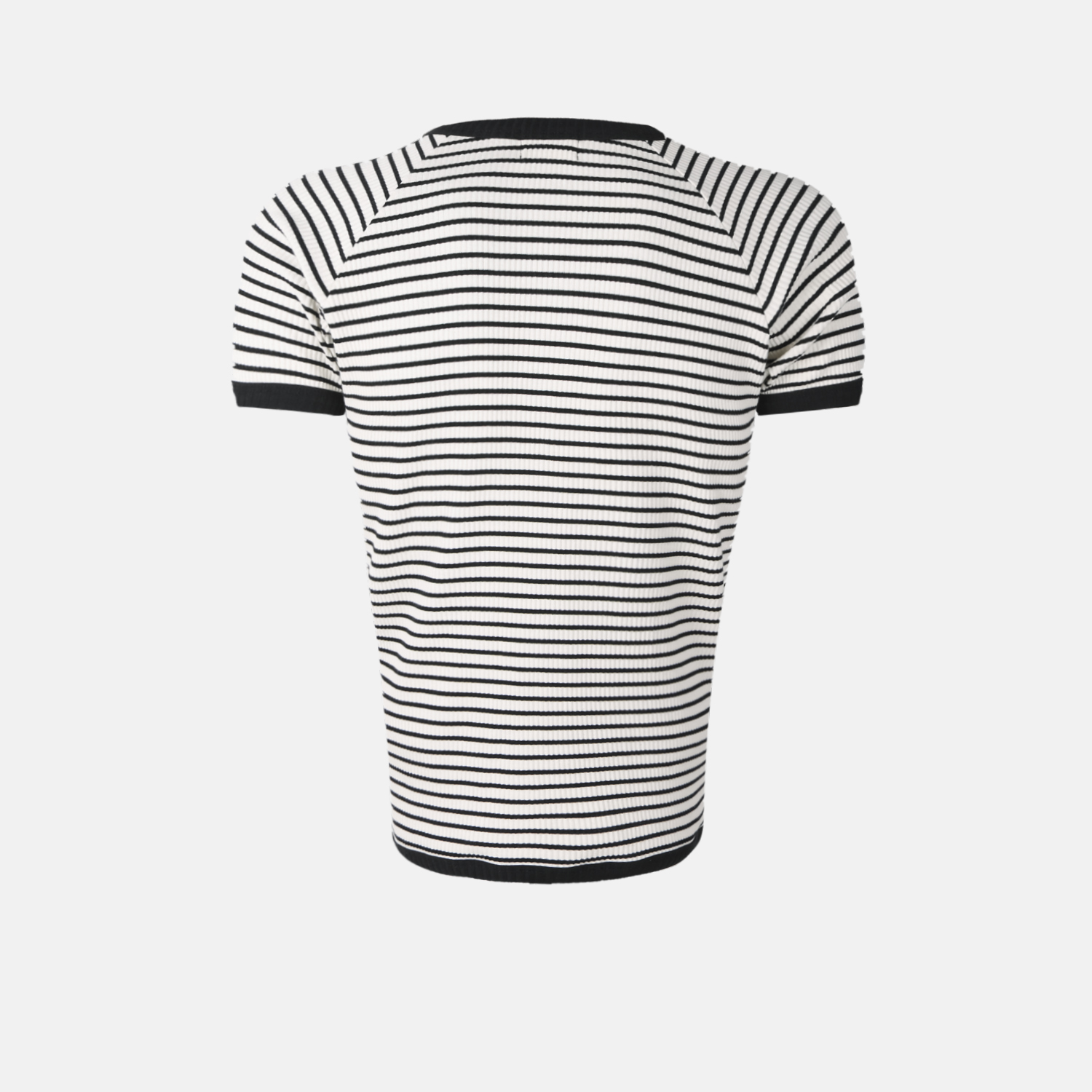 Ribbed stripe henley neck muscle half T