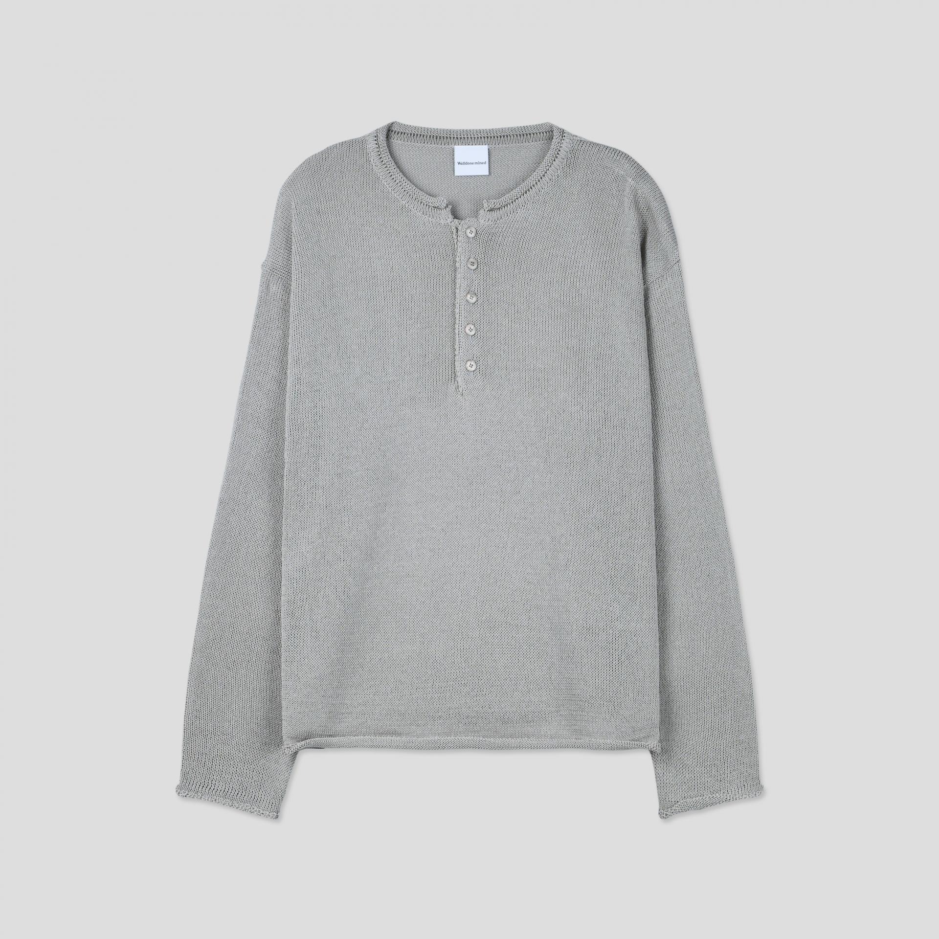 Summer henley neck see-through knit