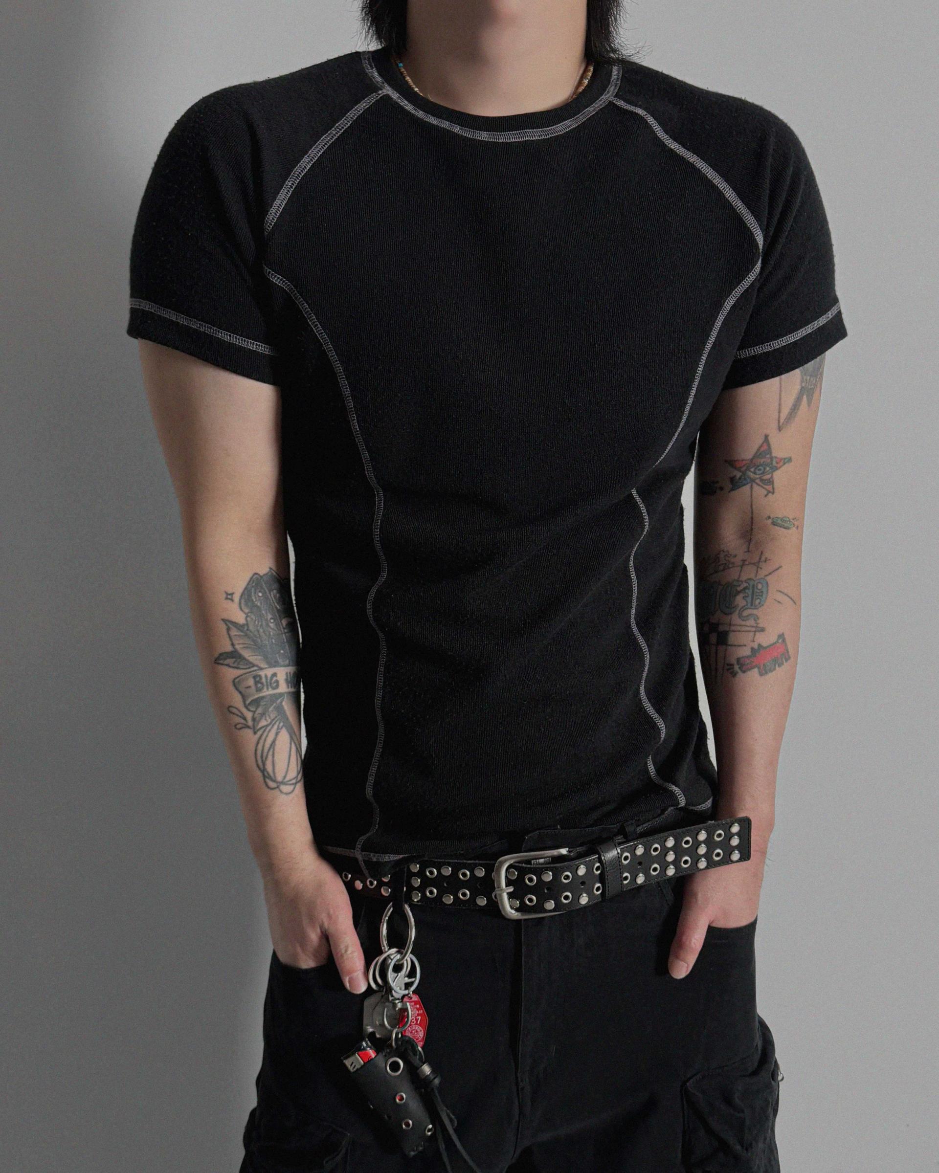 Slim stitch muscle half t