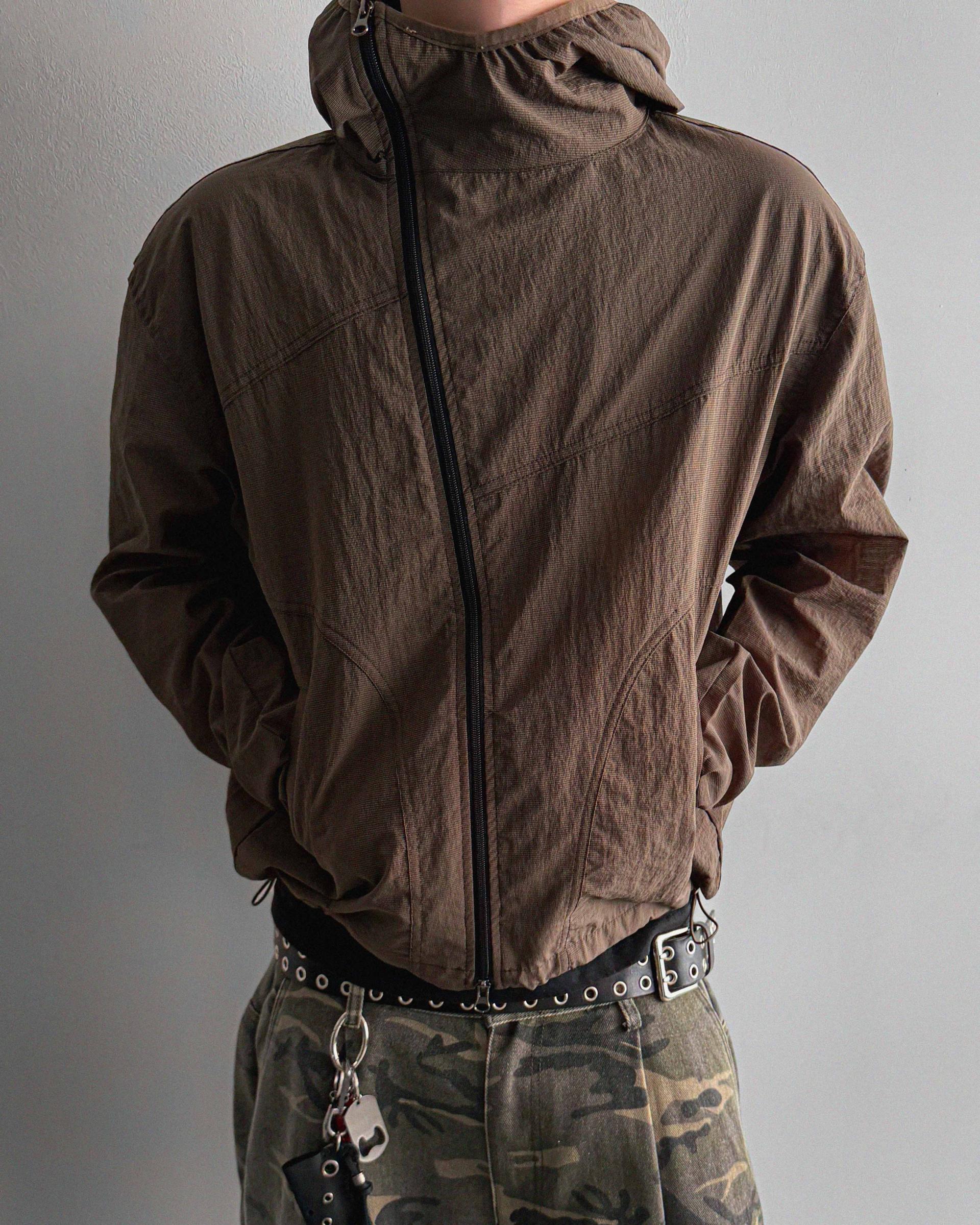 Summer diagonal zipper hood jacket