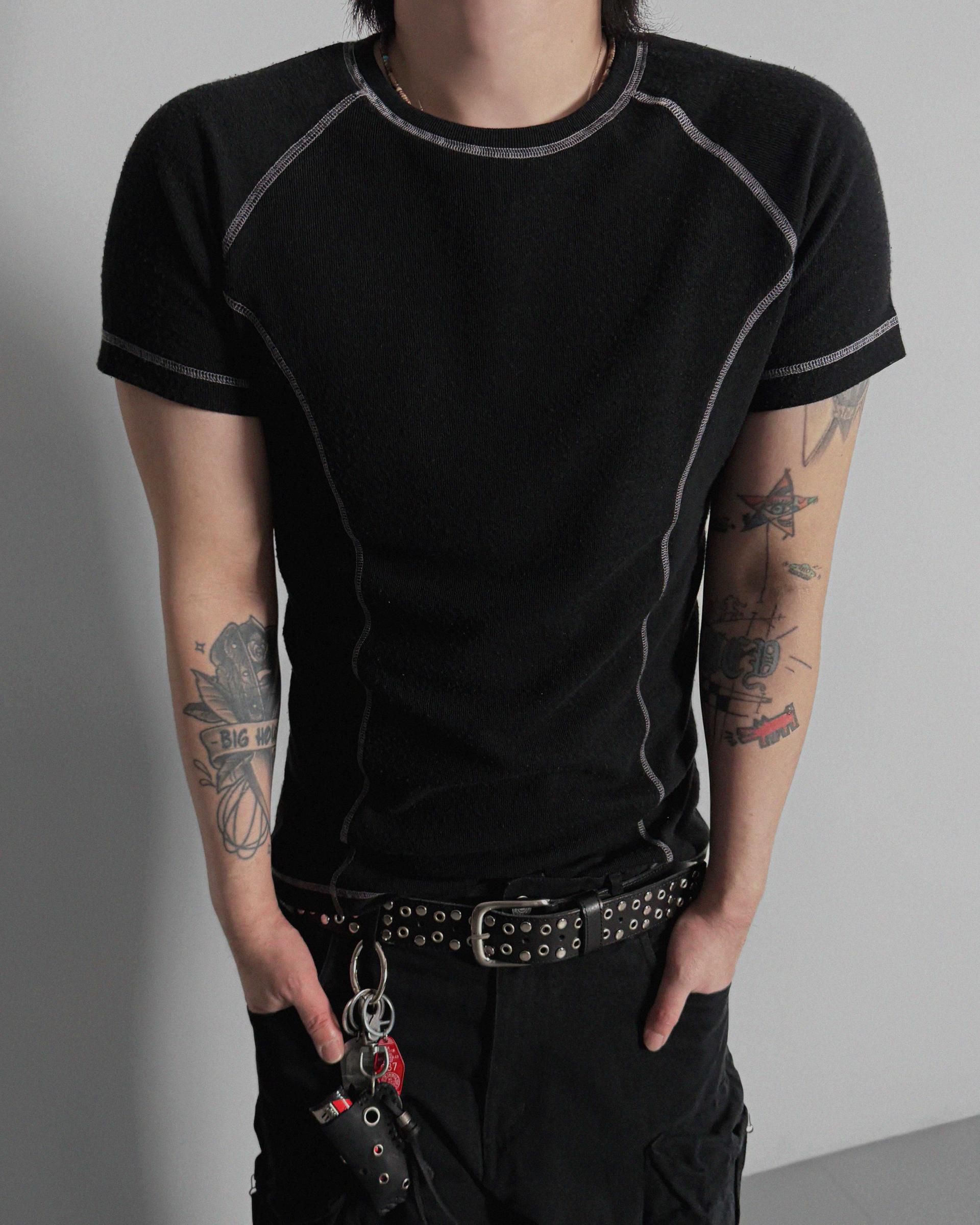 Slim stitch muscle half t