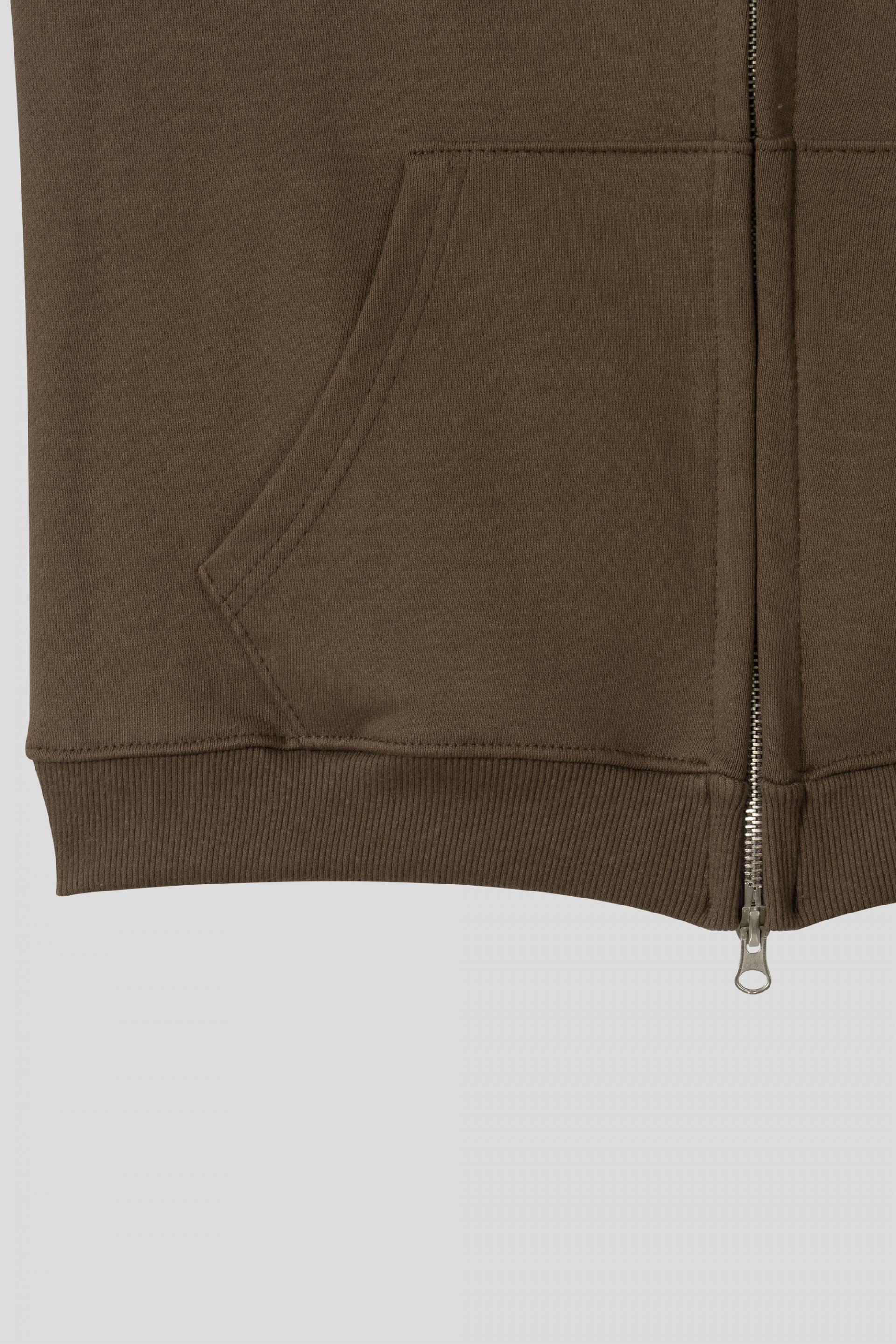Fringe rivet slim high neck zip-up