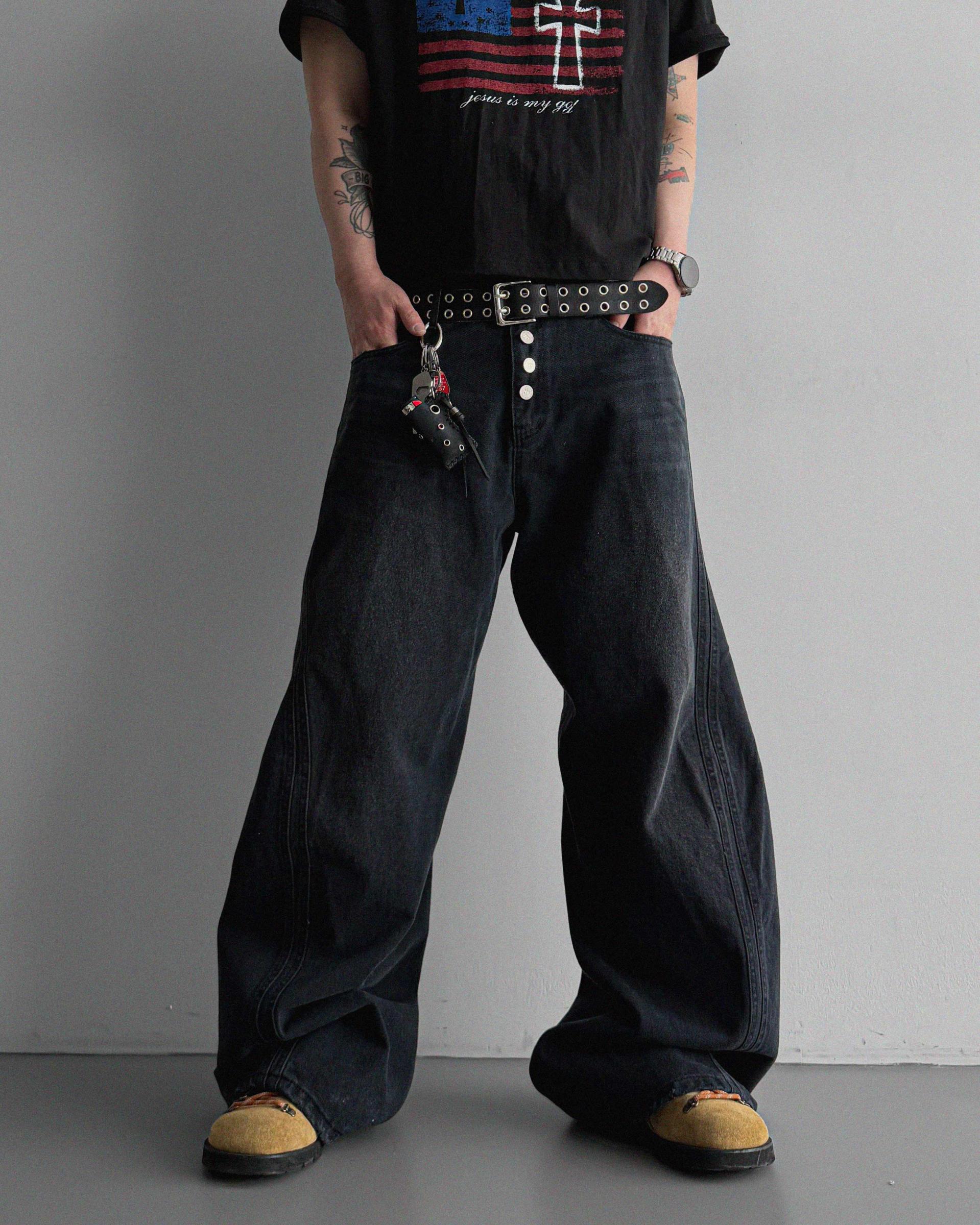 Cachion twisted wide denim pants