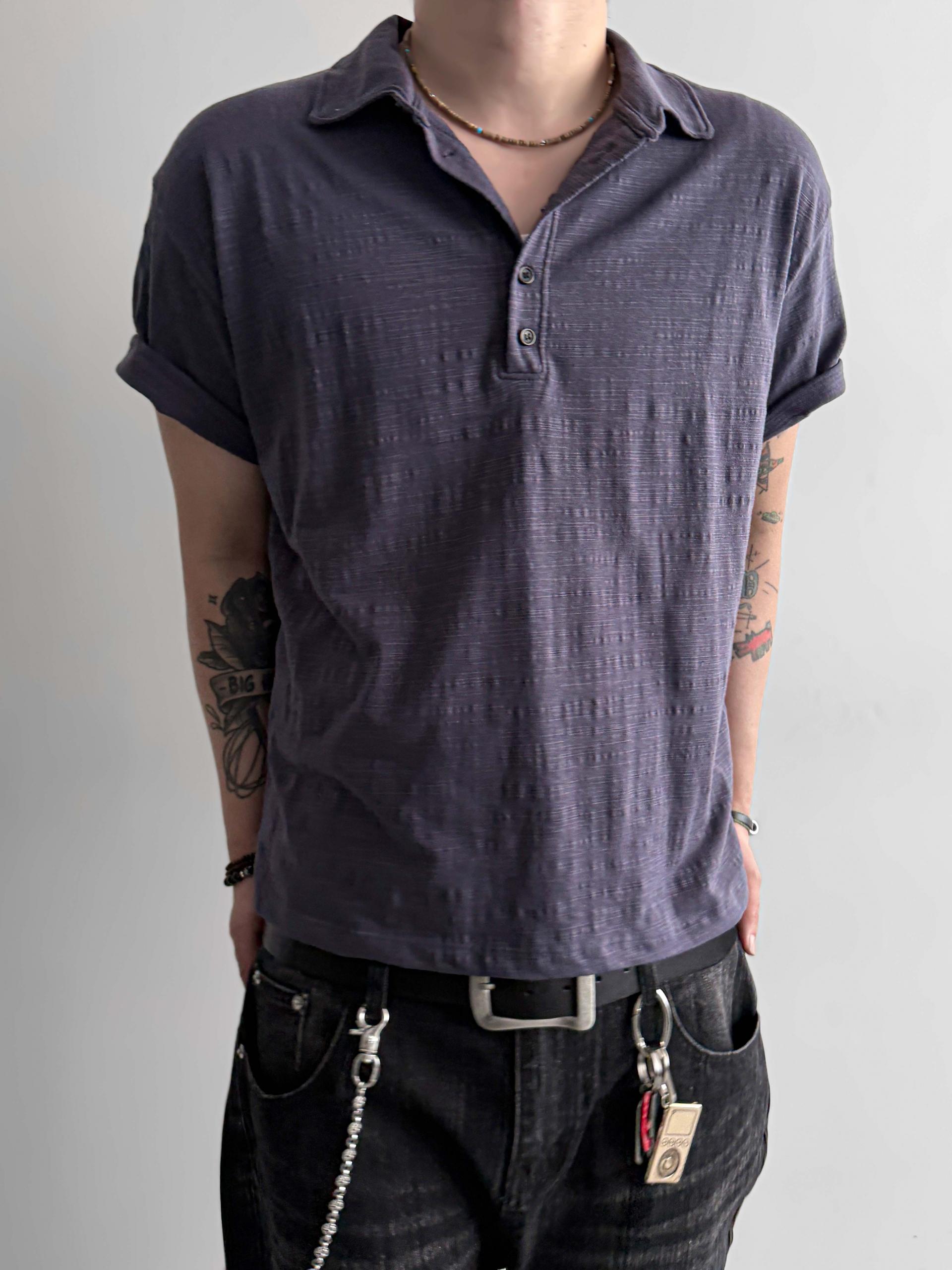 Slub collar half t