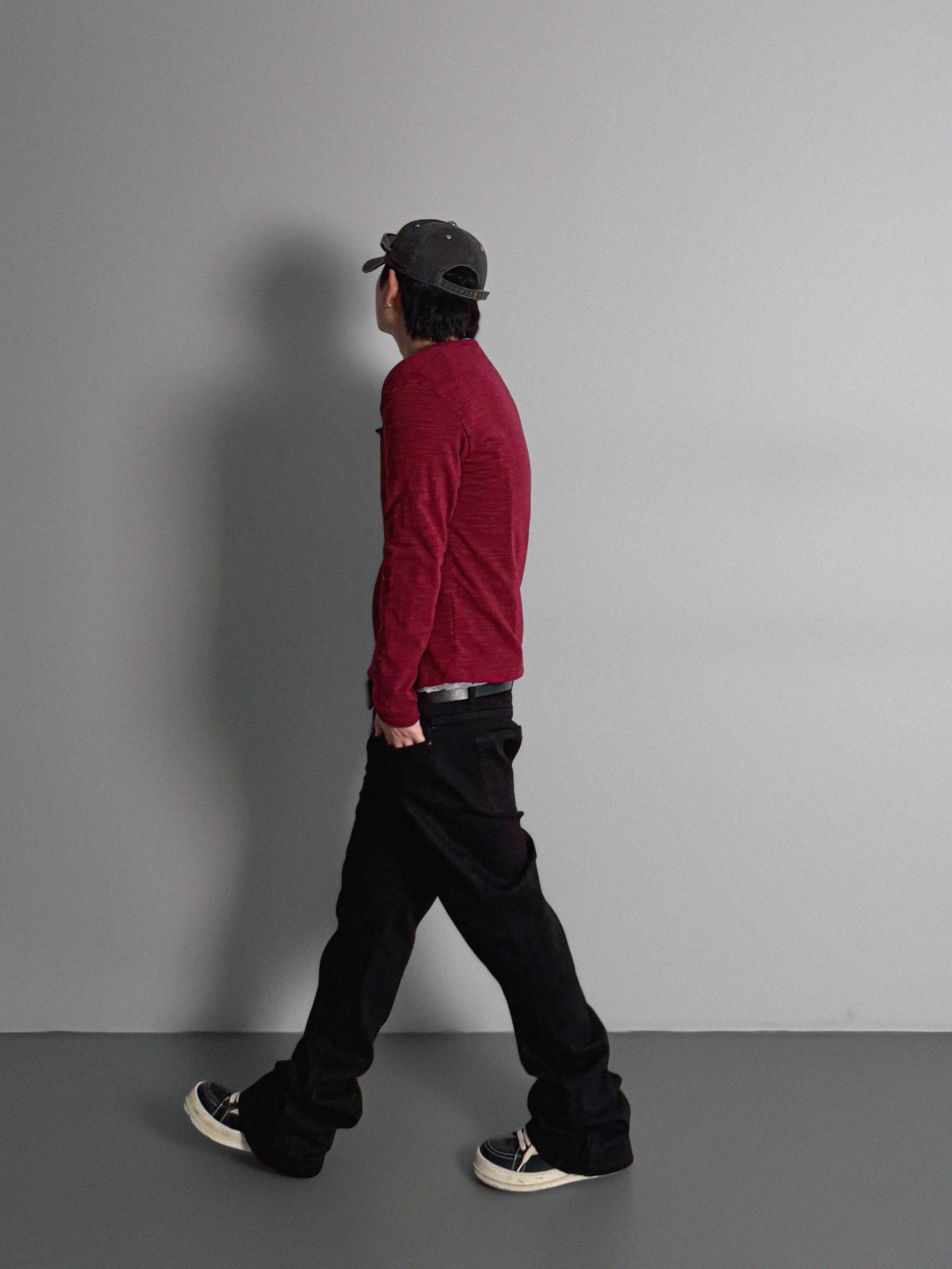 Button slub henley neck slim t