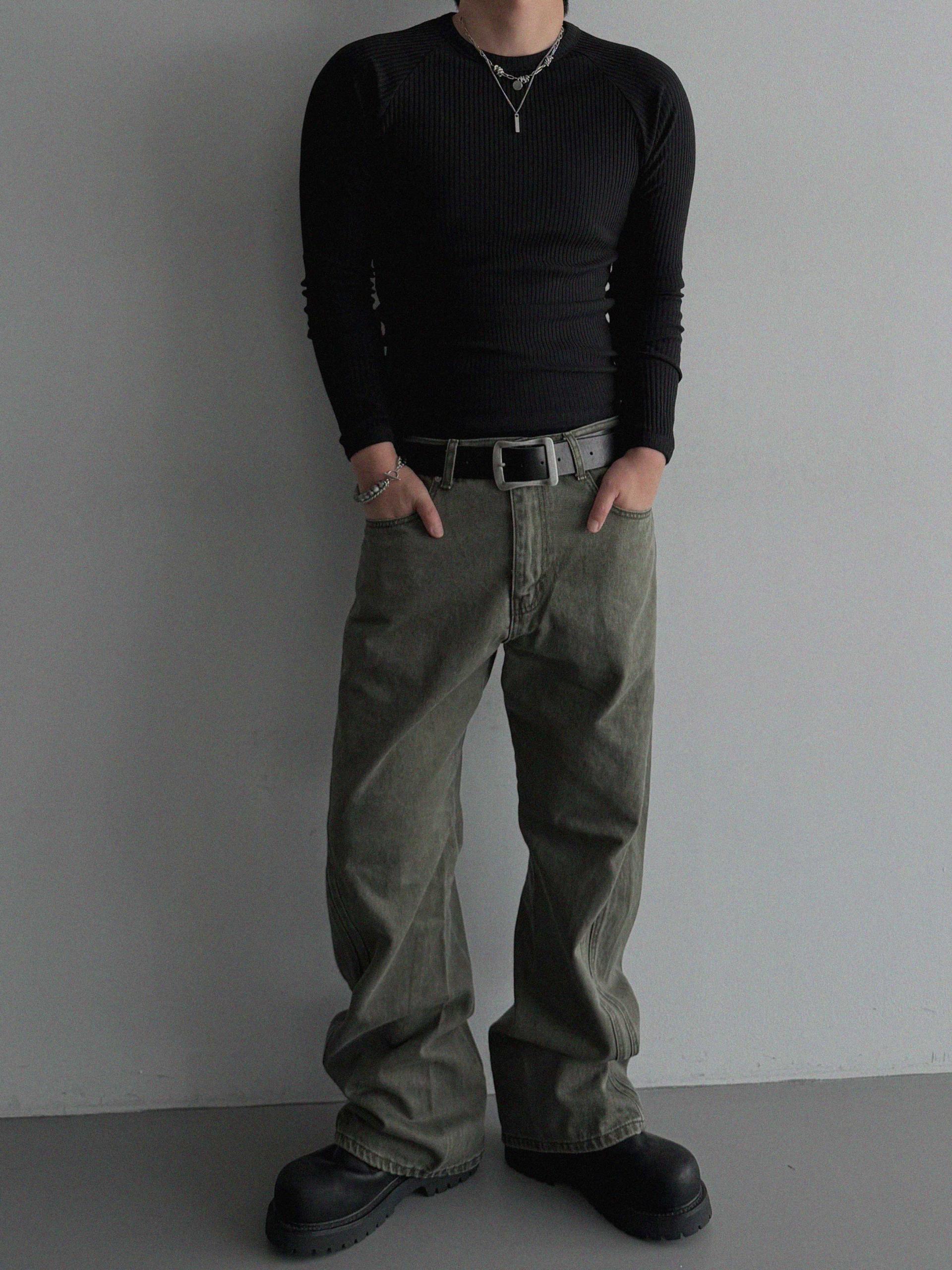 FW Double pocket curved flare pants