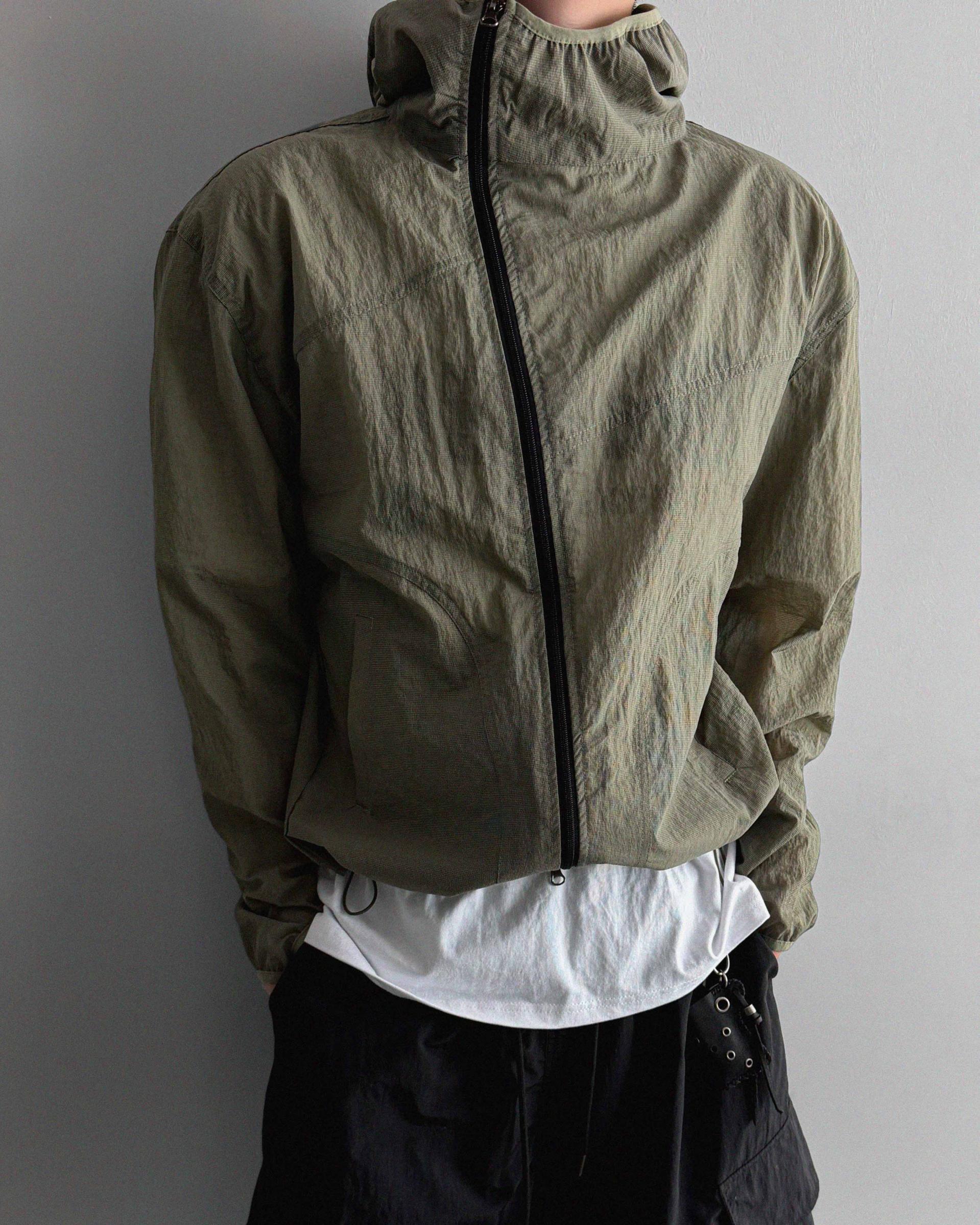 Summer diagonal zipper hood jacket