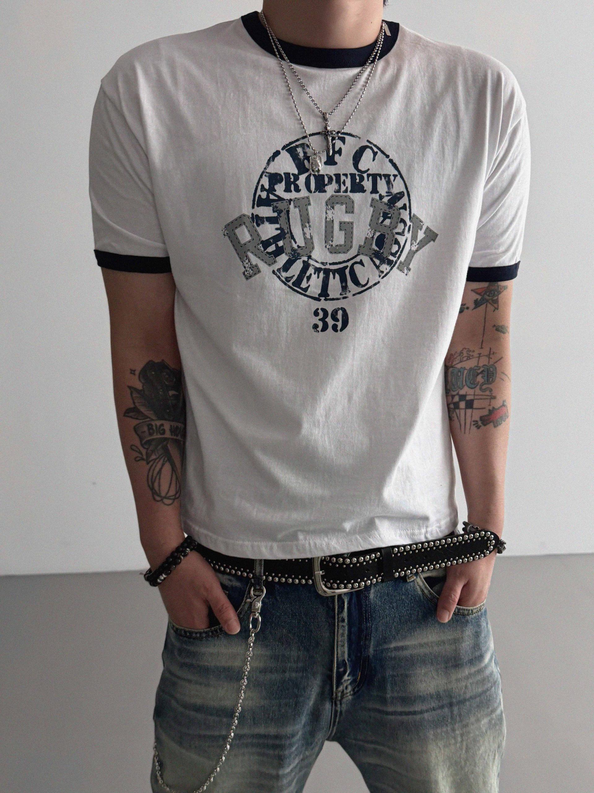 Rugby ringer muscle crop half t