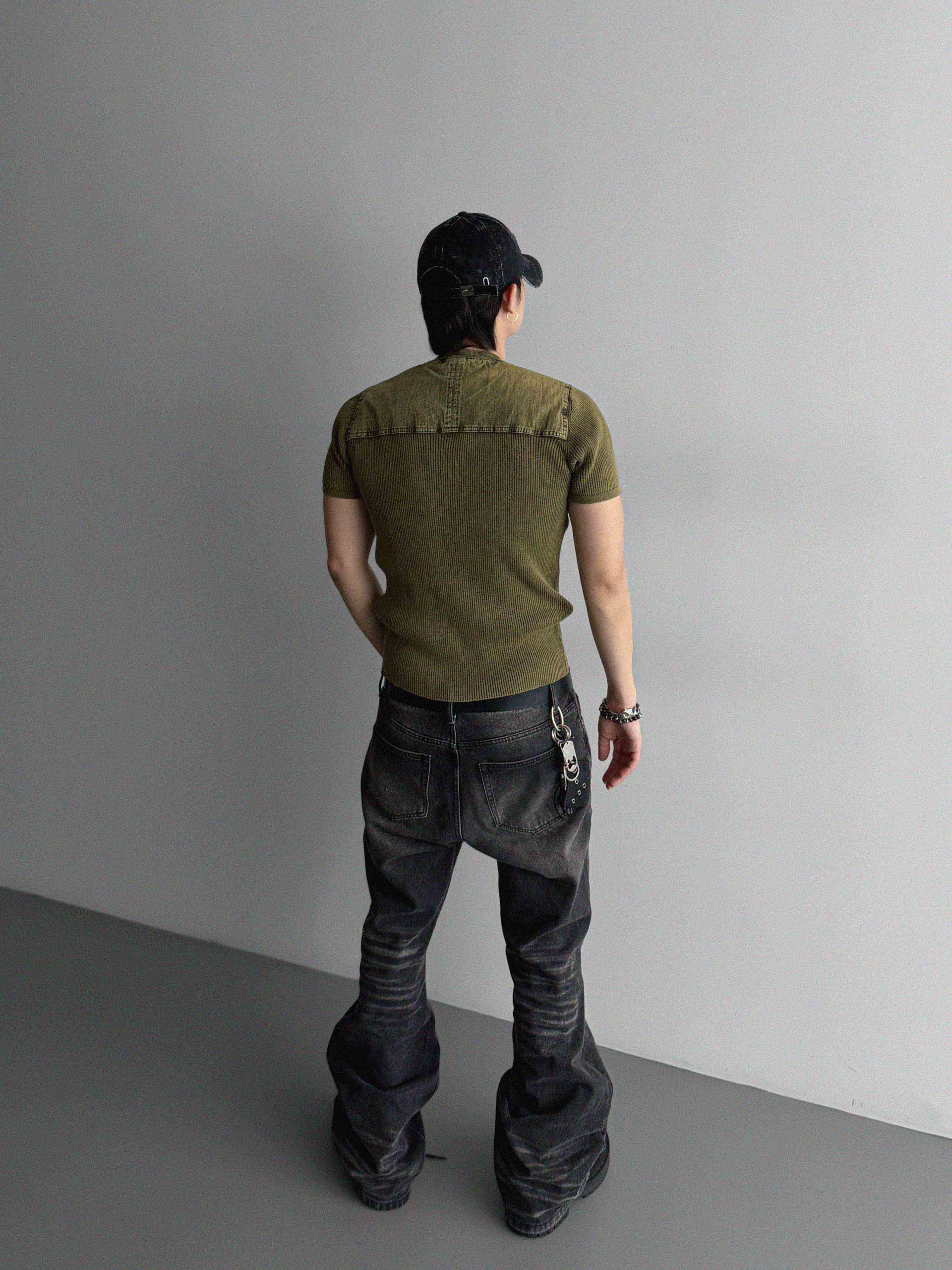Pigment panel slim half knit