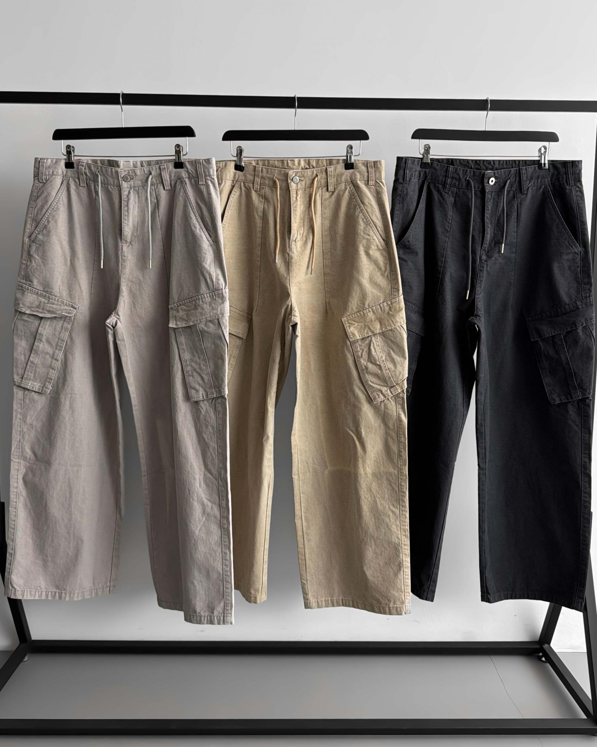 Dyed ripstop cargo curved pants