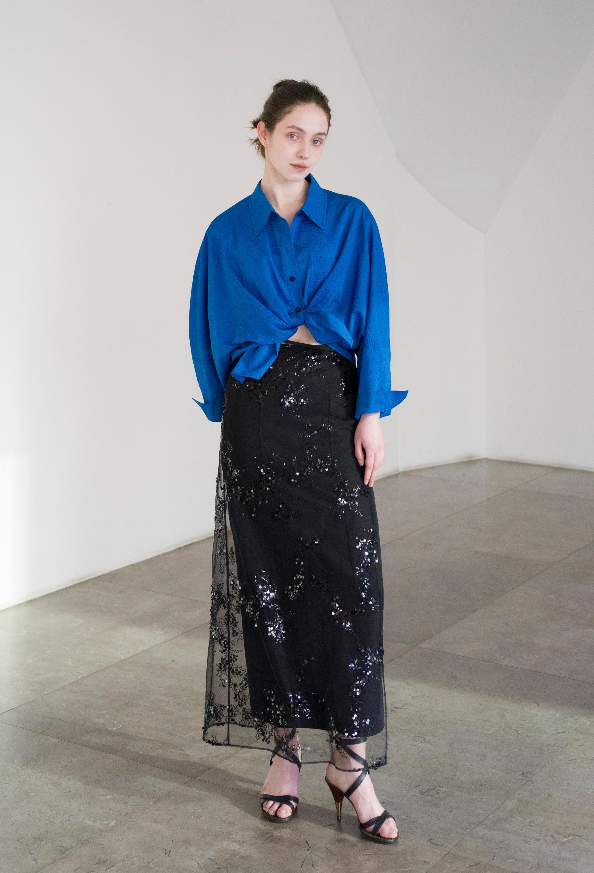 오버핏 헴 라인 셔츠 (B251B04SBU)