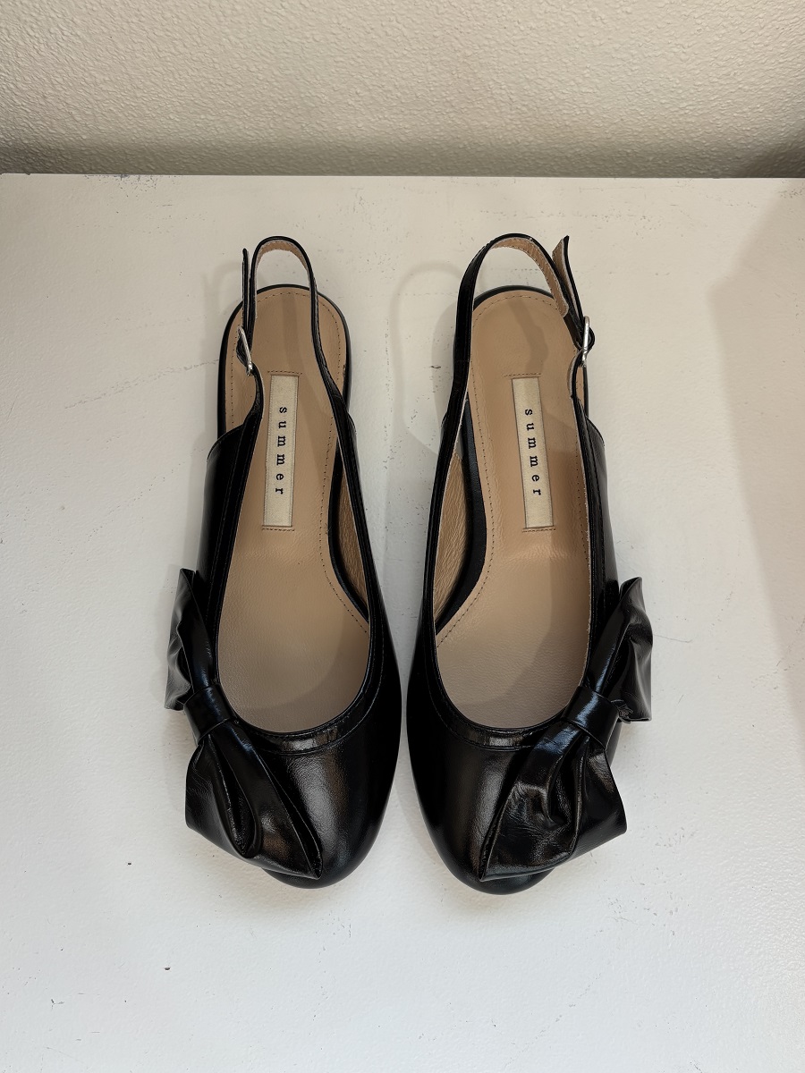 Egg Mold Slingback Flat - 2 Ribbon < S24008 > 에그 몰드 슬링백 플랫 - 2리본 1cm - 블랙 240, 블루 240