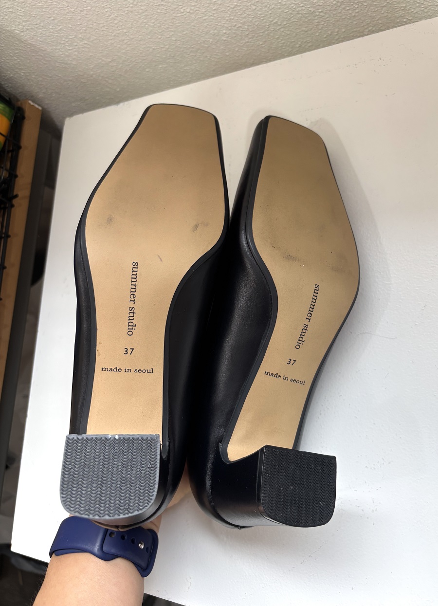 Vin Chaud Square Toe Middle Heel < S23020 > 뱅쇼 스퀘어토 미들힐 6cm- 블랙 (무광) 240