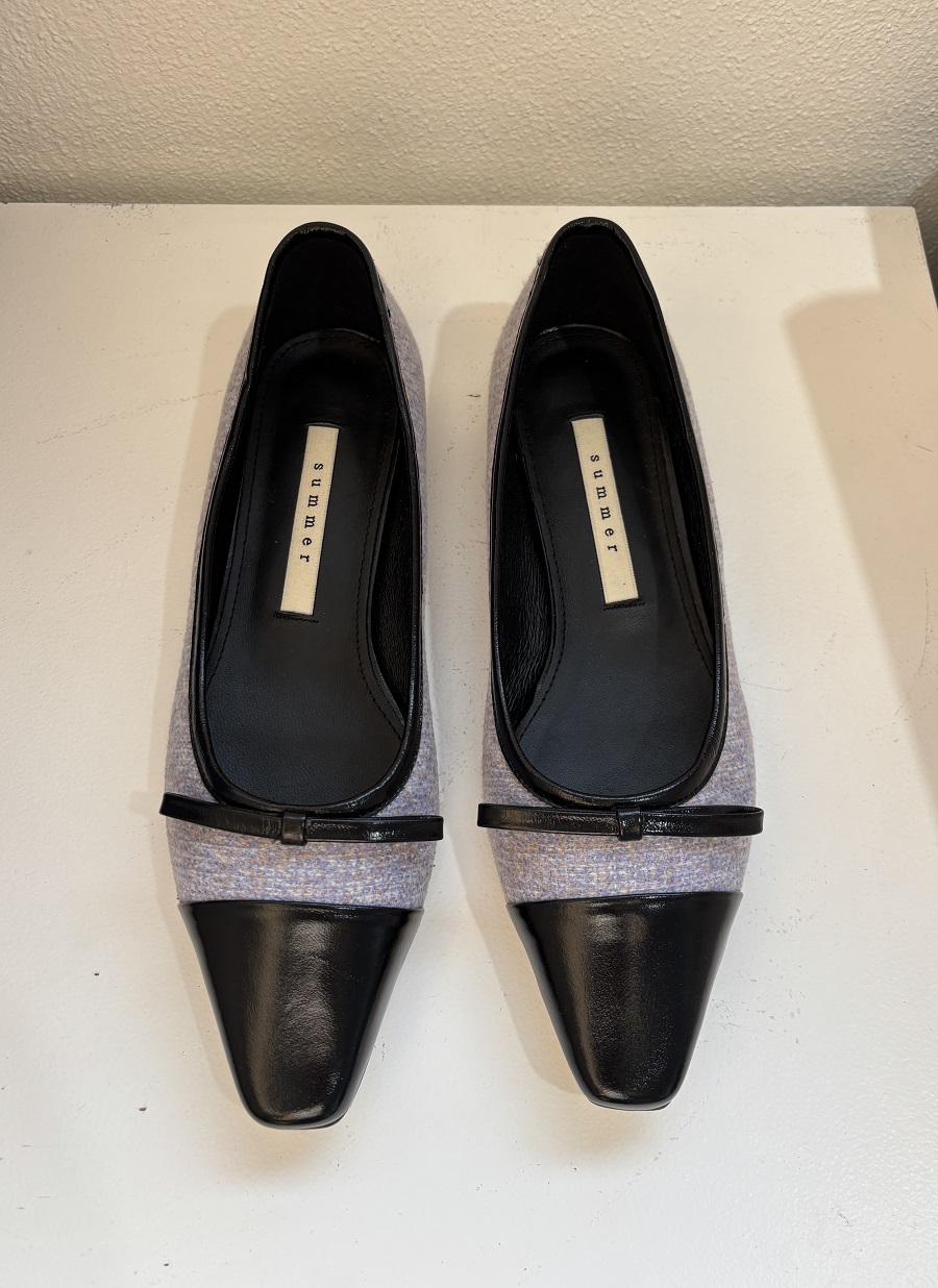 Slim Square Toe Ribbon Flat < S22032 > 슬림 스퀘어 토 리본 플랫 6컬러 1cm -바이올렛 245
