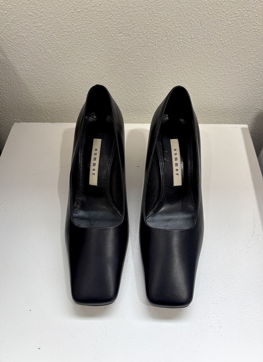 Vin Chaud Square Toe Middle Heel < S23020 > 뱅쇼 스퀘어토 미들힐 6cm- 블랙 (무광) 240