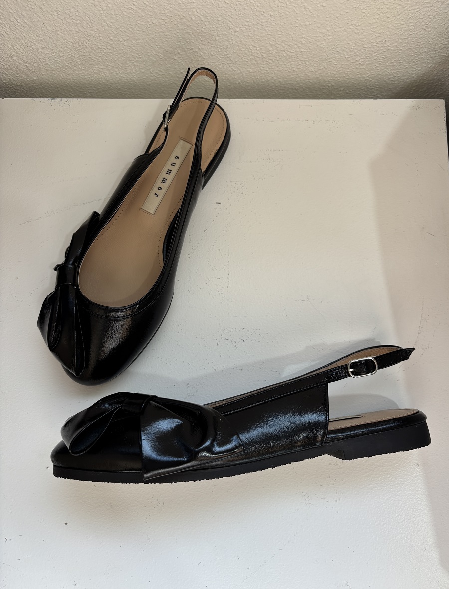 Egg Mold Slingback Flat - 2 Ribbon < S24008 > 에그 몰드 슬링백 플랫 - 2리본 1cm - 블랙 240, 블루 240