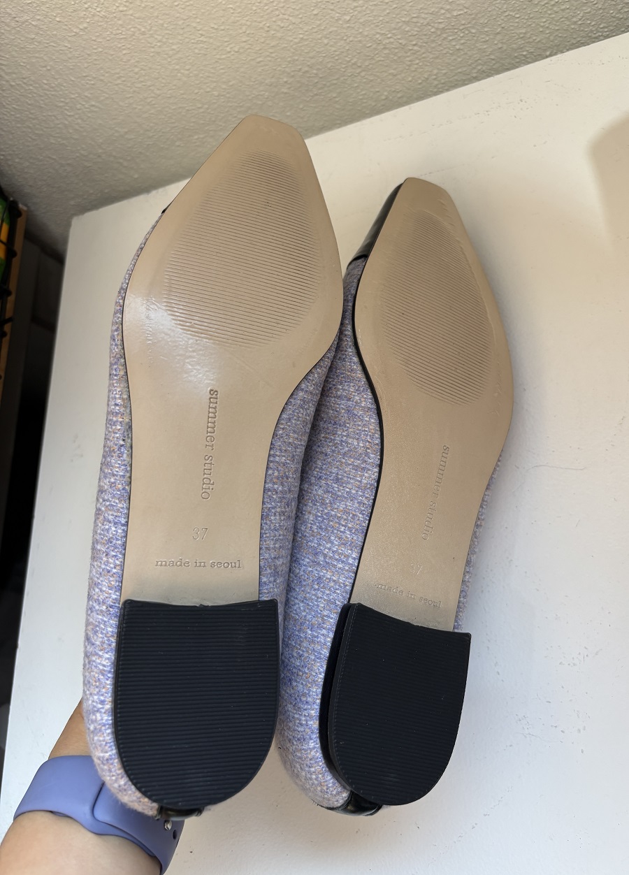 Slim Square Toe Ribbon Flat < S22032 > 슬림 스퀘어 토 리본 플랫 6컬러 1cm -바이올렛 245