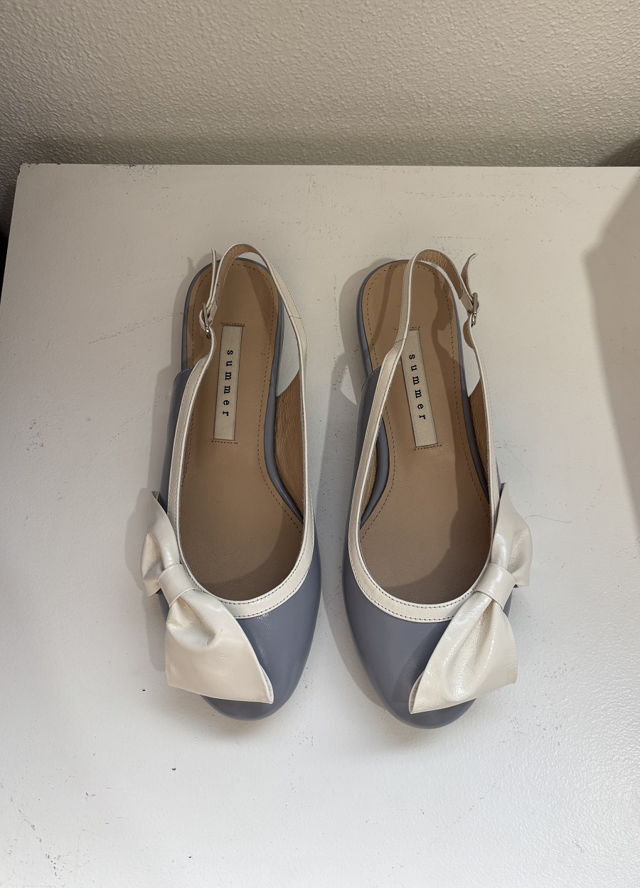 Egg Mold Slingback Flat - 2 Ribbon < S24008 > 에그 몰드 슬링백 플랫 - 2리본 1cm - 블랙 240, 블루 240