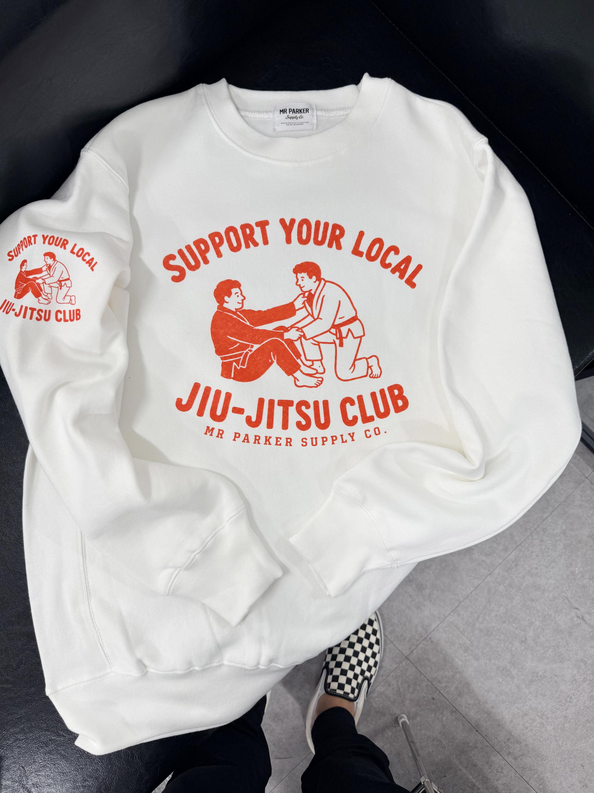 SUPPORT YOUR LOCAL JIU-JITSU CLUB 헤비웨이트 스웨트셔츠 (화이트)