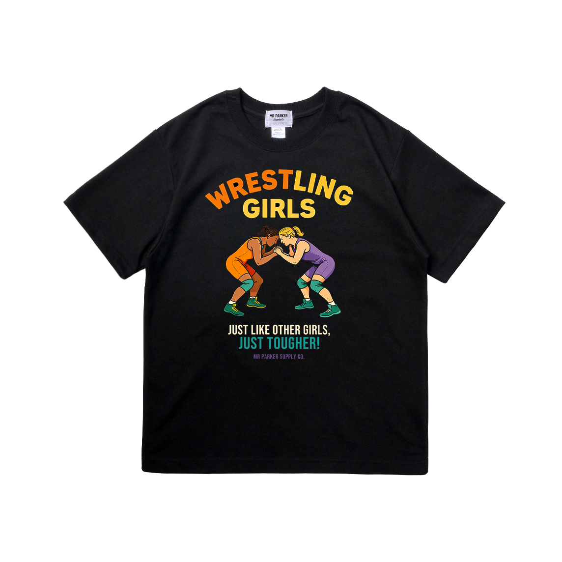 WRESTLING GIRLS 레귤러 레슬링 티셔츠 (블랙)