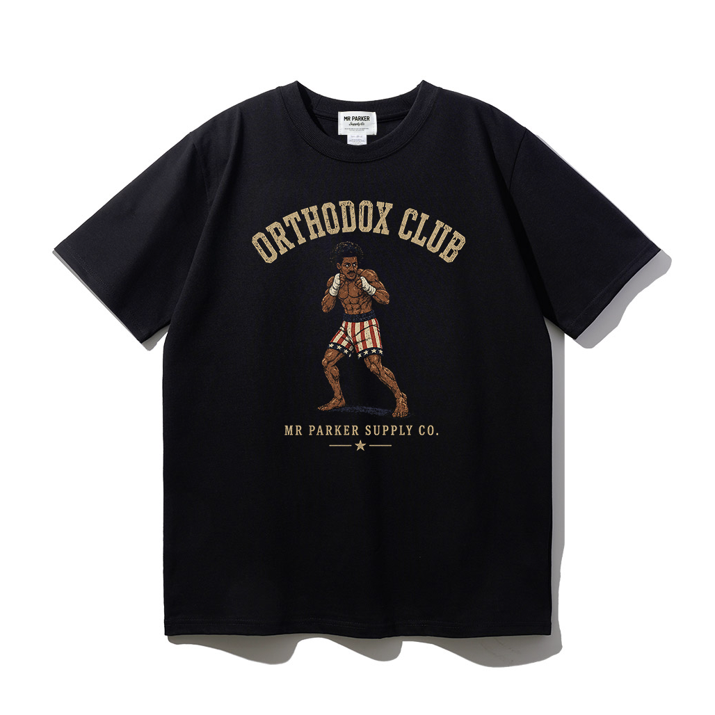 'ORTHODOX CLUB' 레귤러 복싱 티셔츠 (블랙)