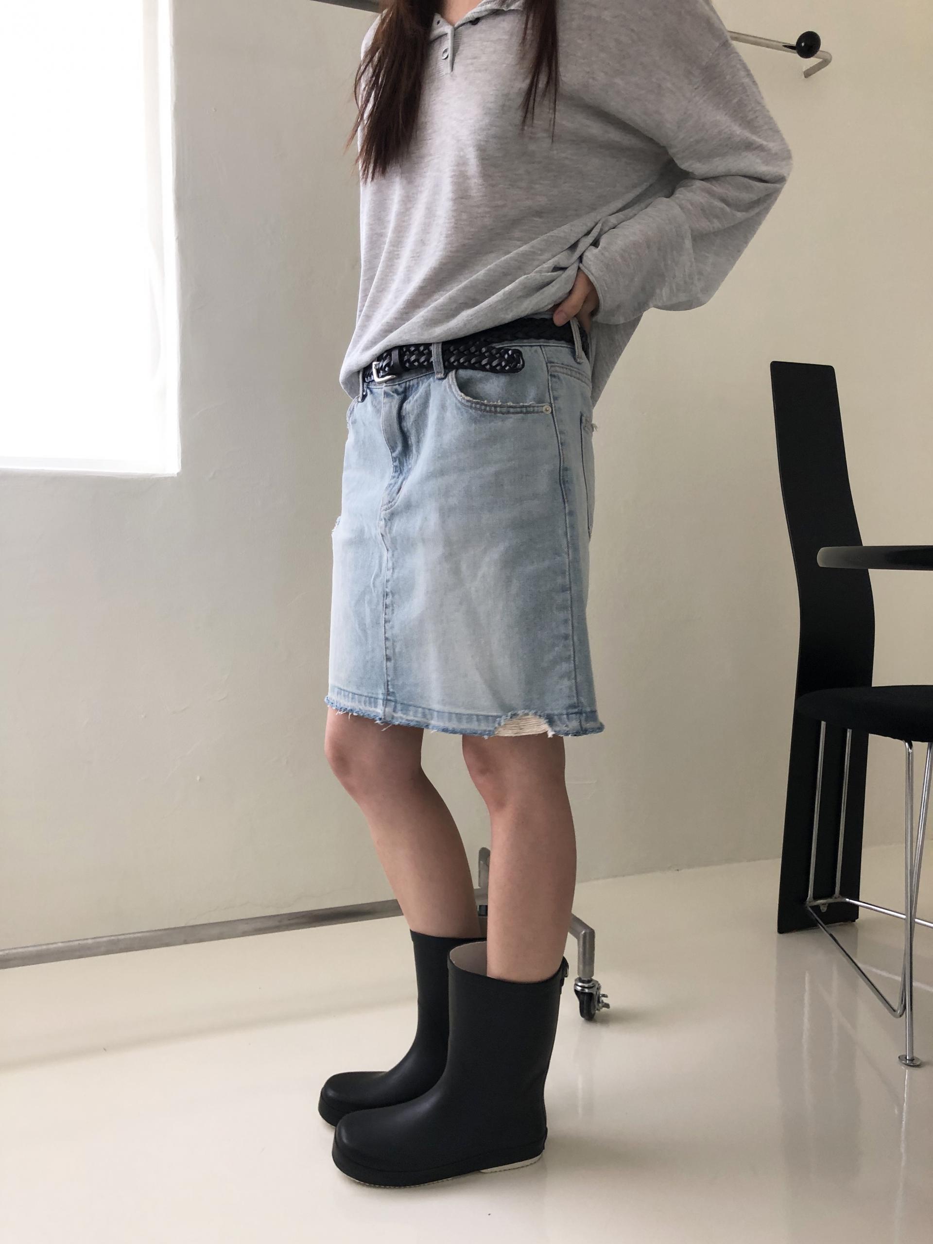 Denim midi skirt