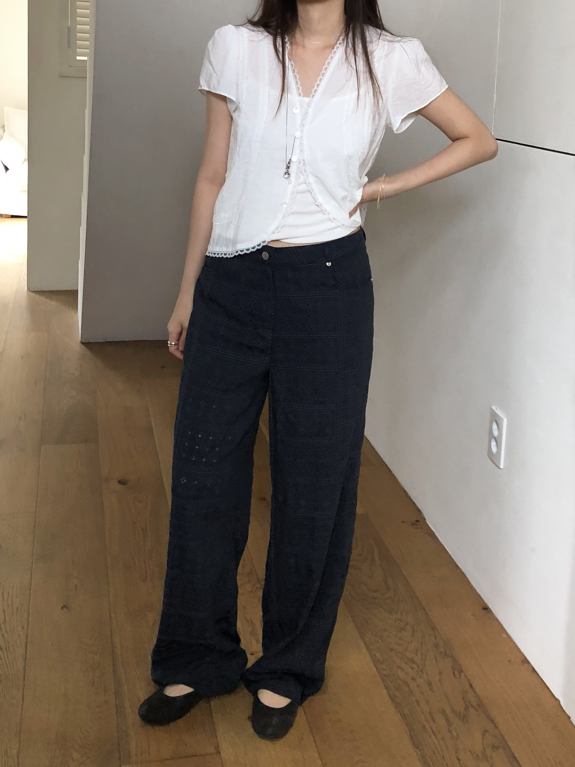 Eyelet pants