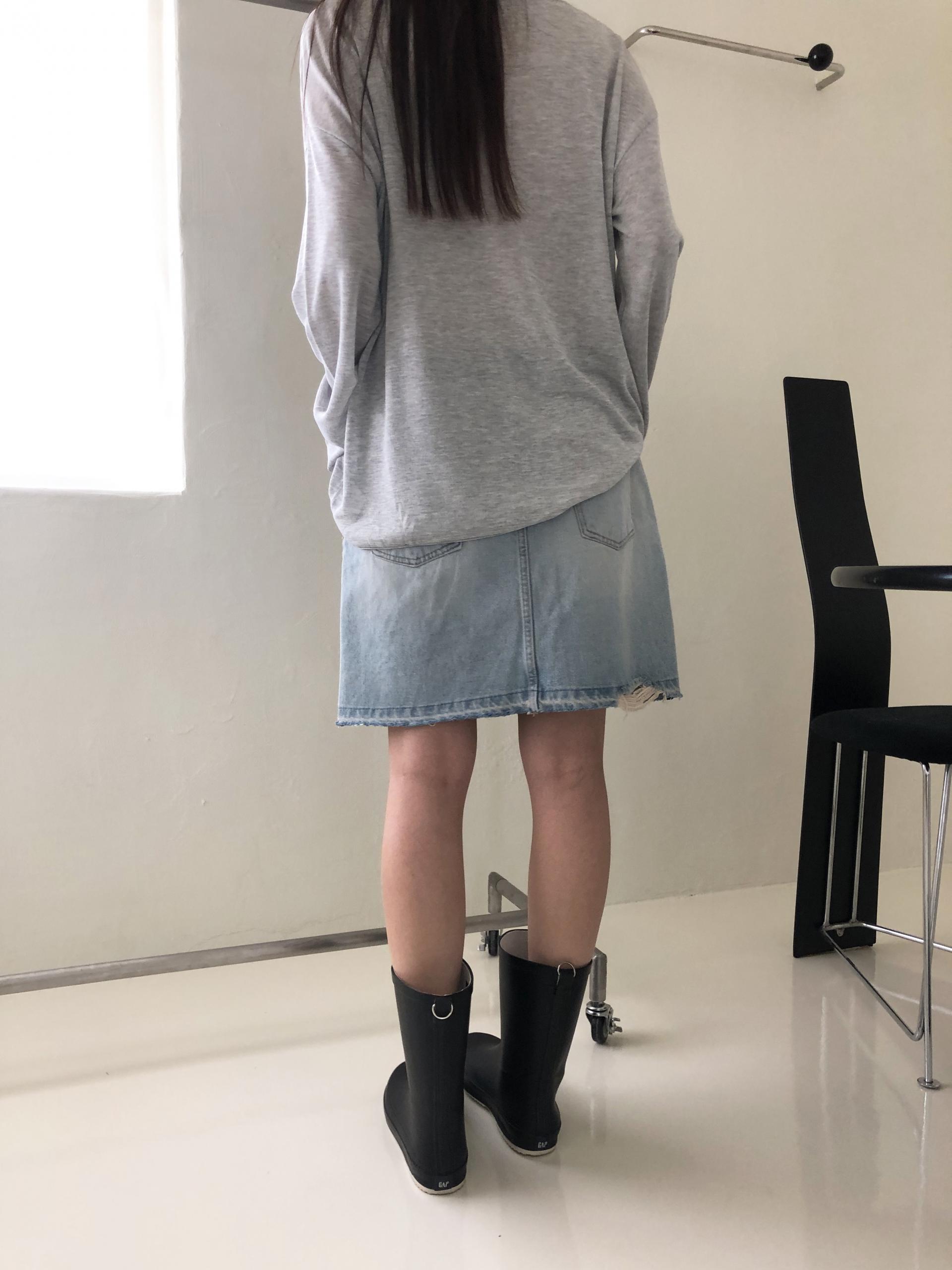 Denim midi skirt