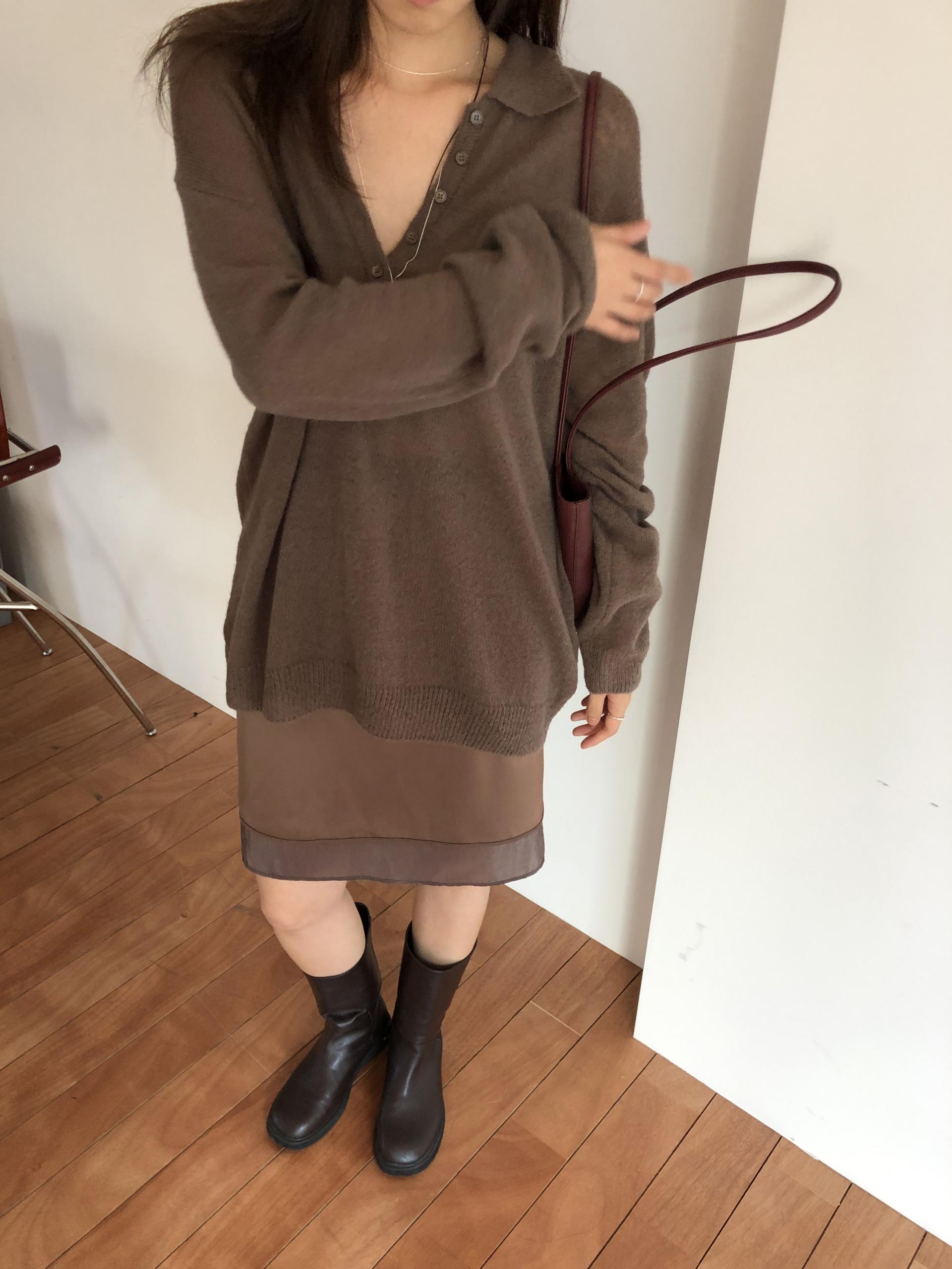 Leather half trench coat ( black )