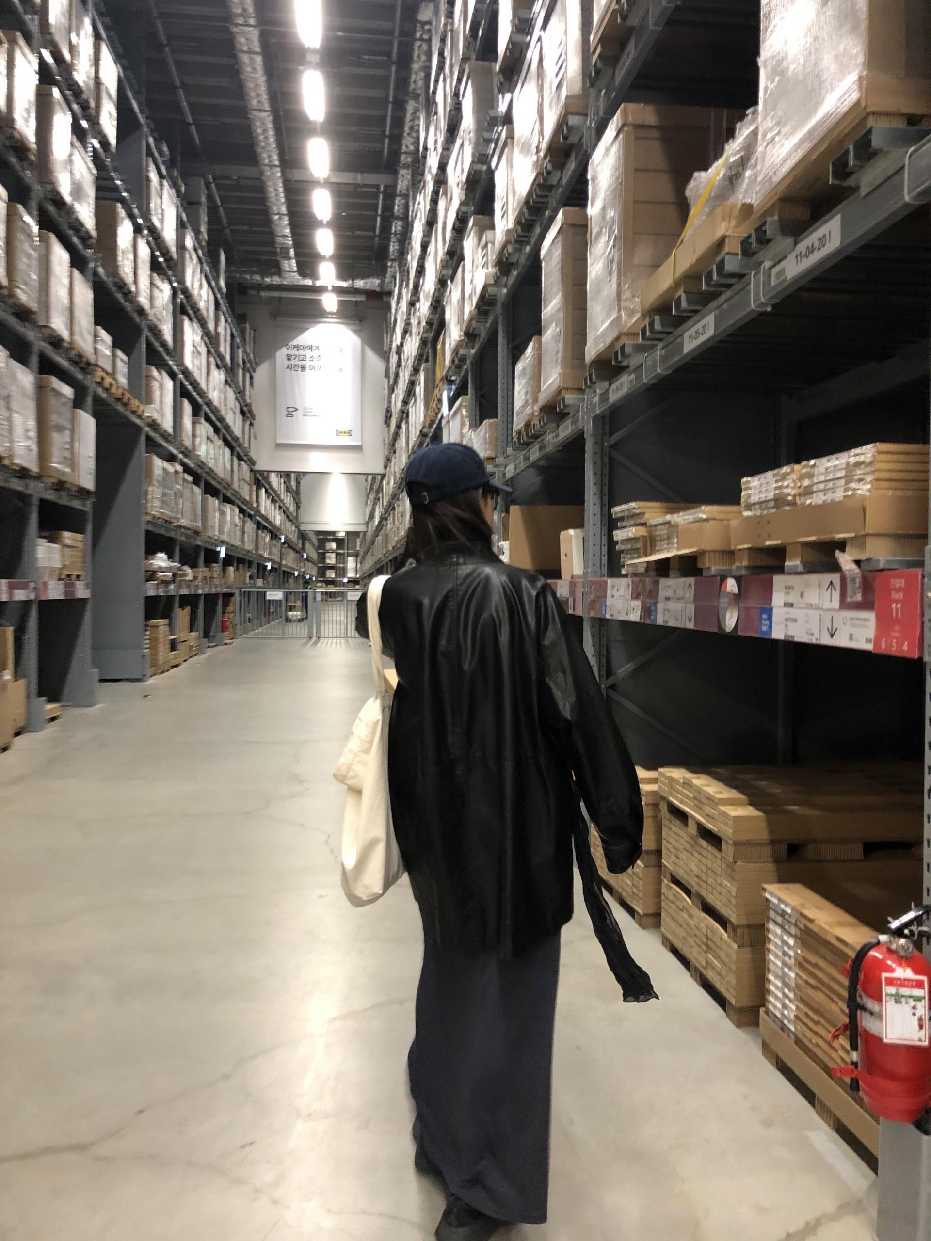Leather half trench coat ( black )