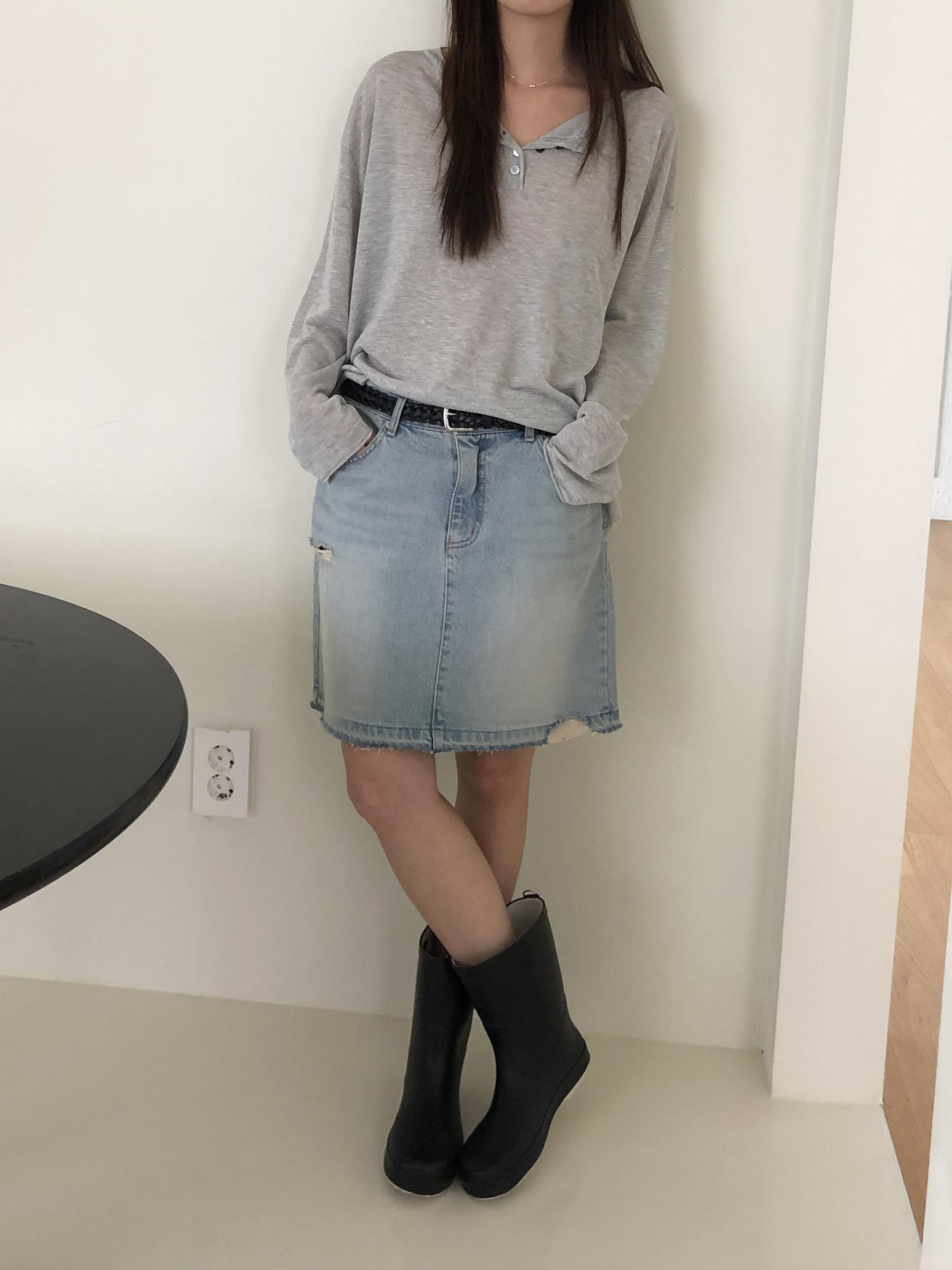 Denim midi skirt