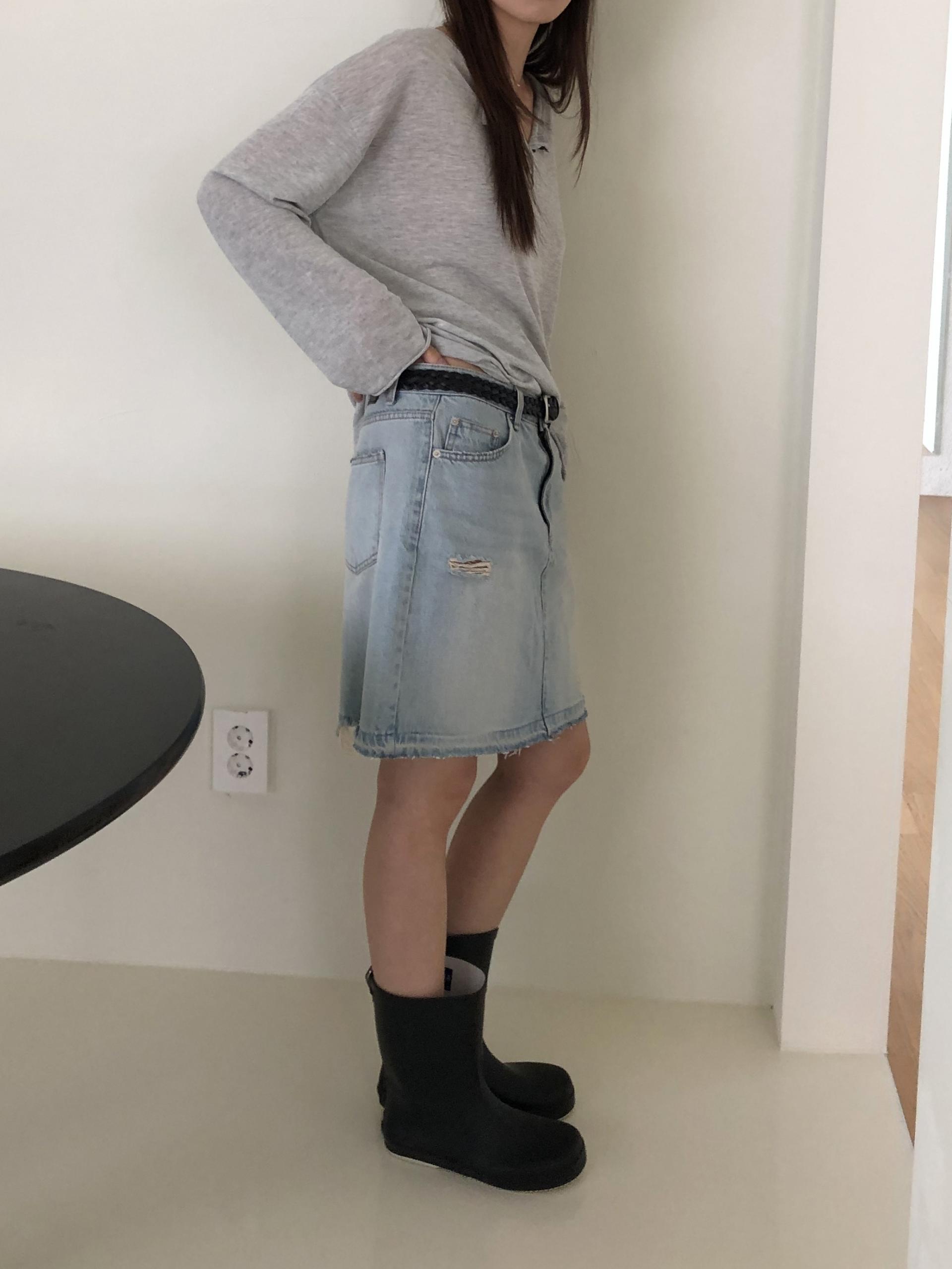 Denim midi skirt