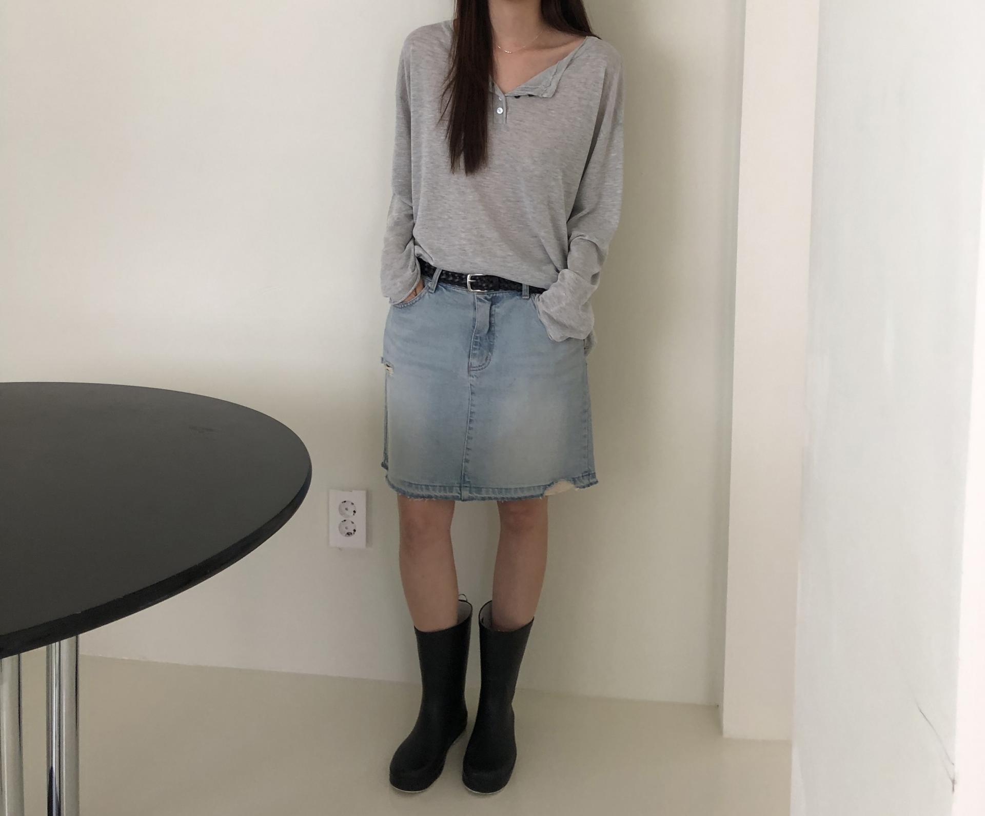 Denim midi skirt