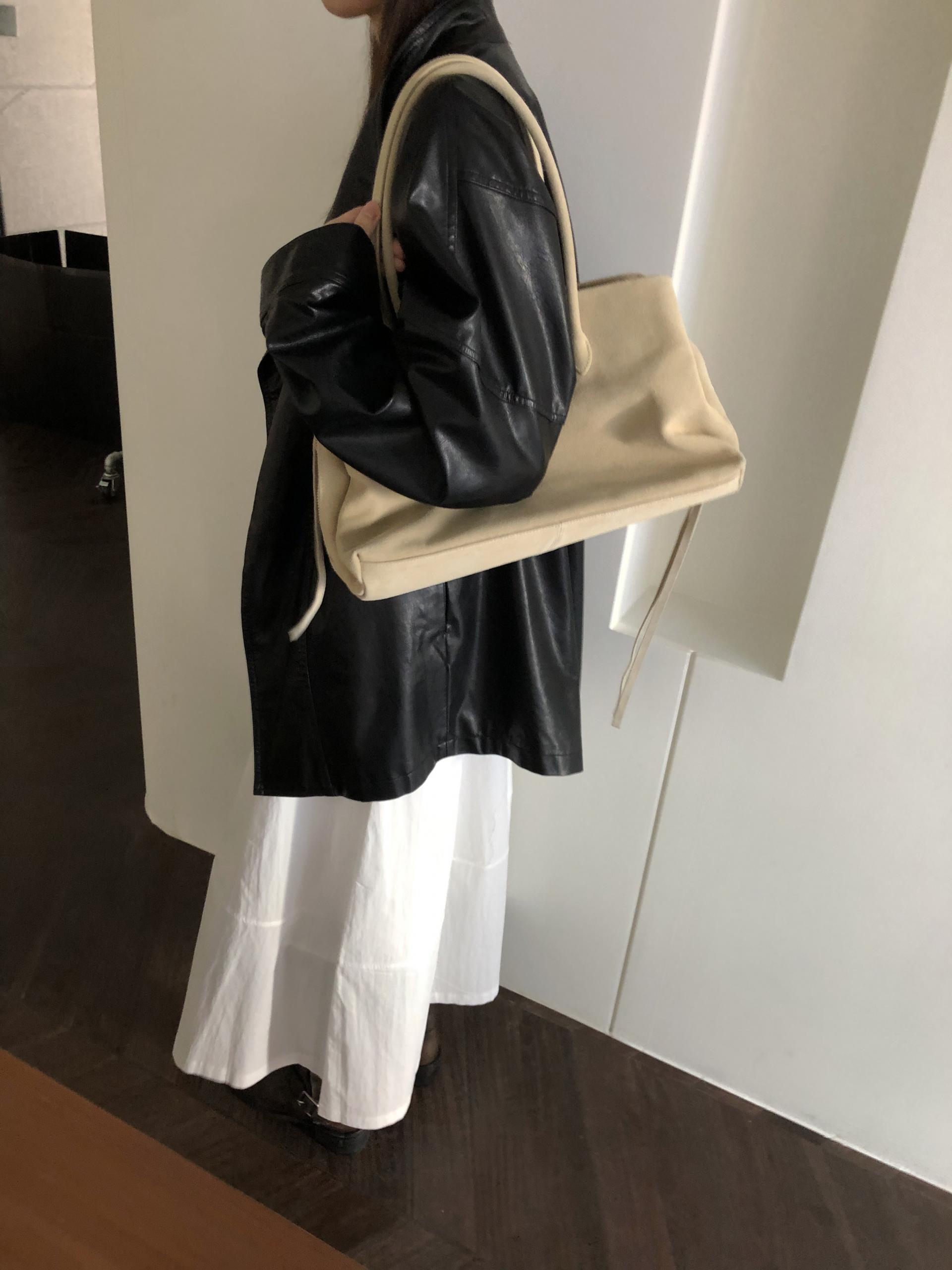 Leather half trench coat ( black )