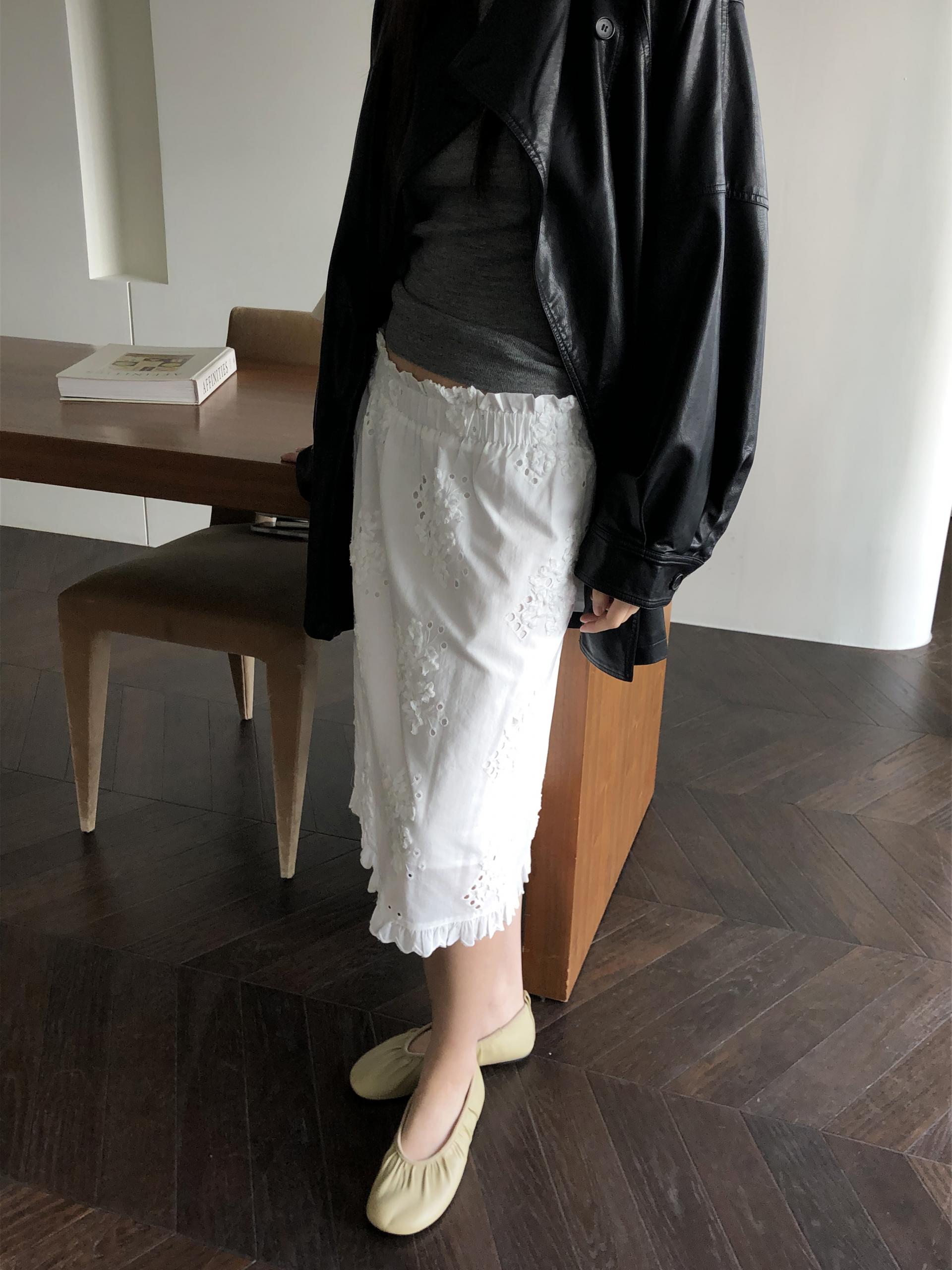 Leather half trench coat ( black )