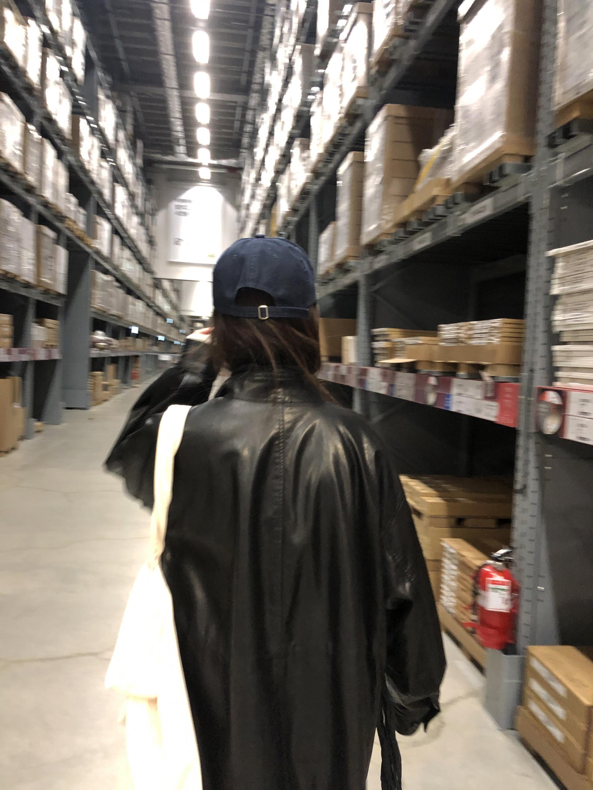 Leather half trench coat ( black )