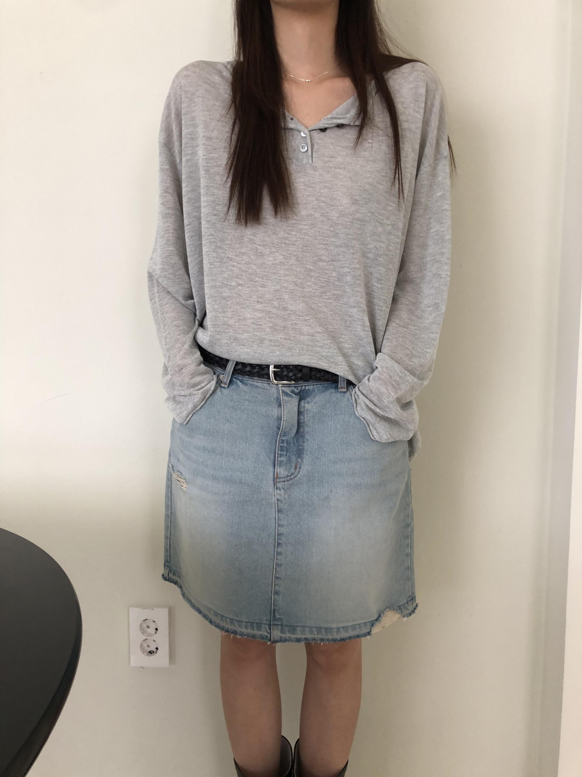 Denim midi skirt