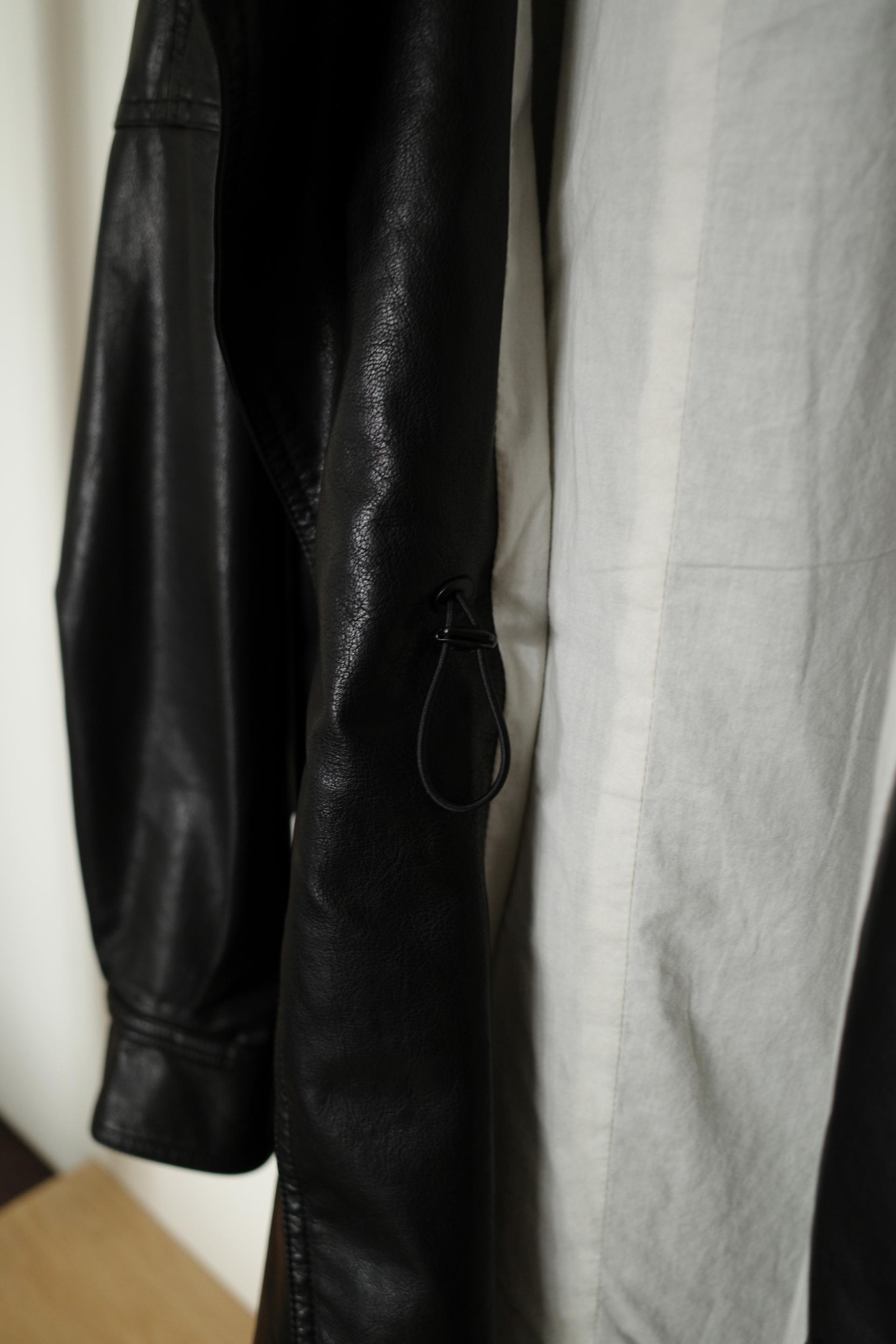 Leather half trench coat ( black )