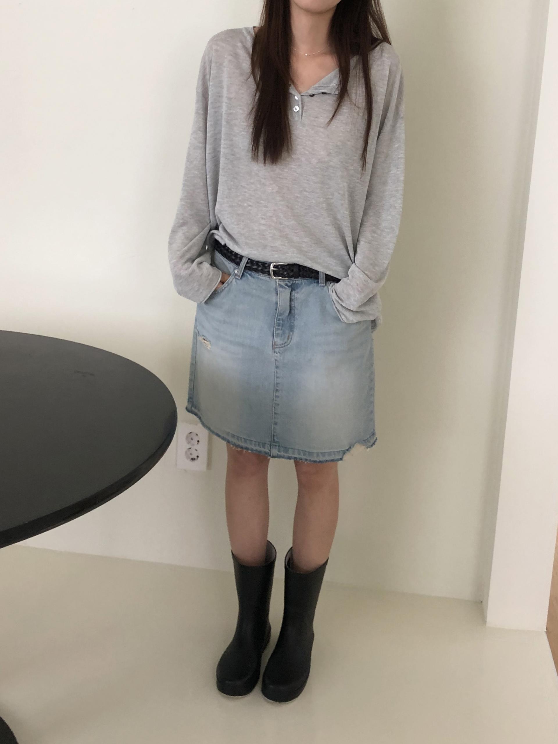 Denim midi skirt