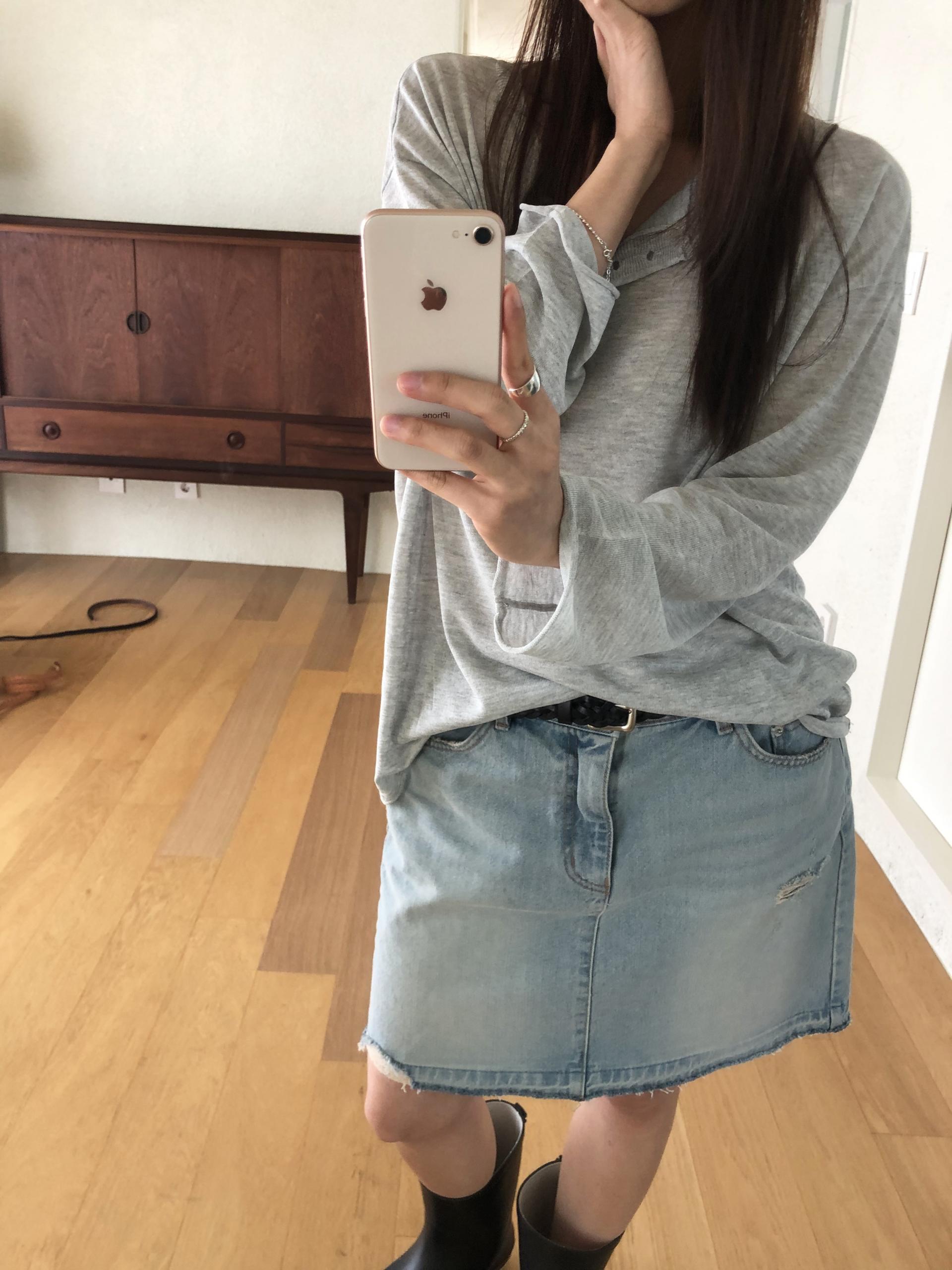 Denim midi skirt