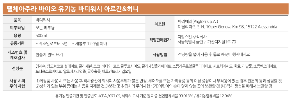 펠체아주라 이탈리아 150년 명품 유기농 바디워시 바이오 500ml 2개