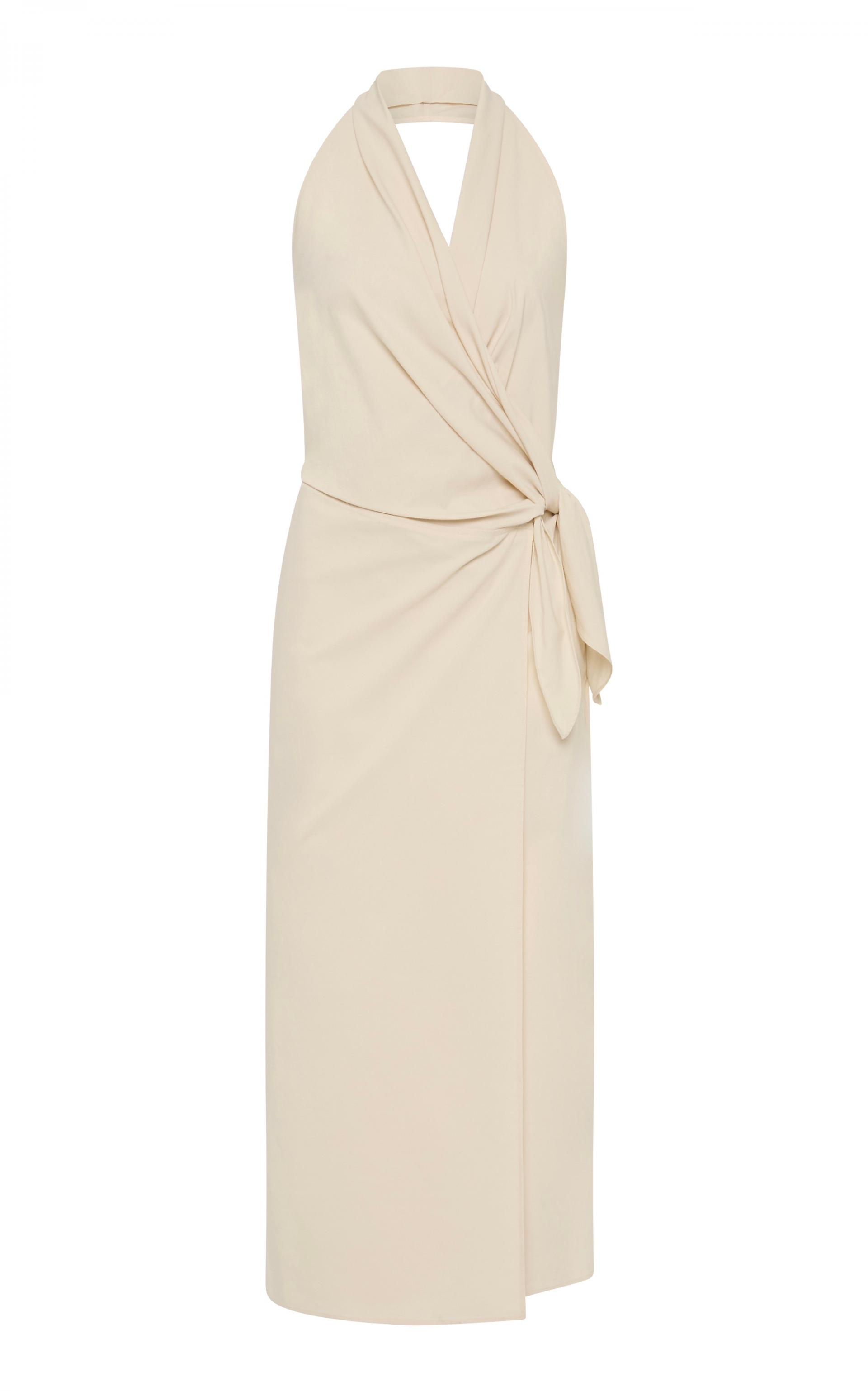 Halter Wrap Backless Dress · Porcelain