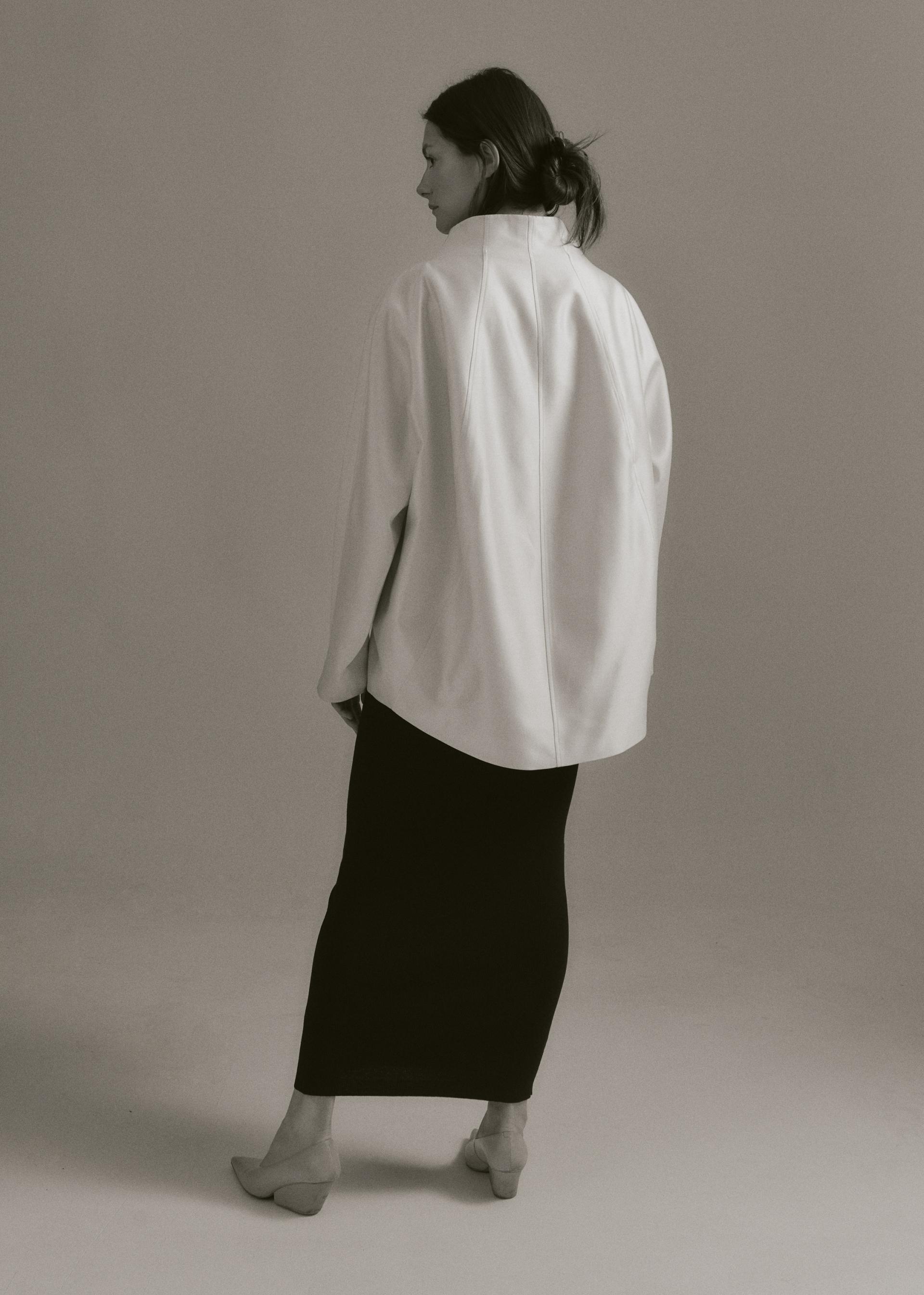 Lore Wool Silk Sculptural Jacket · Ivory