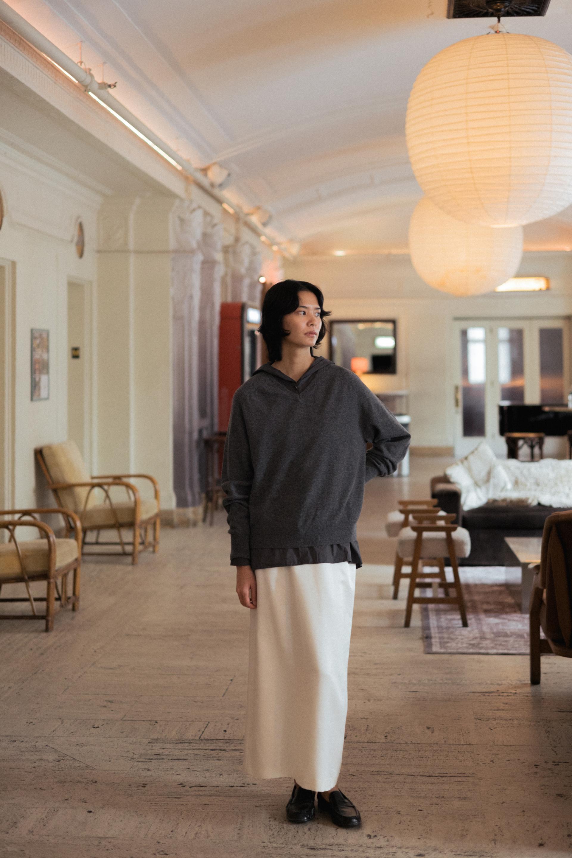 Wool Silk Maxi Skirt · Ivory