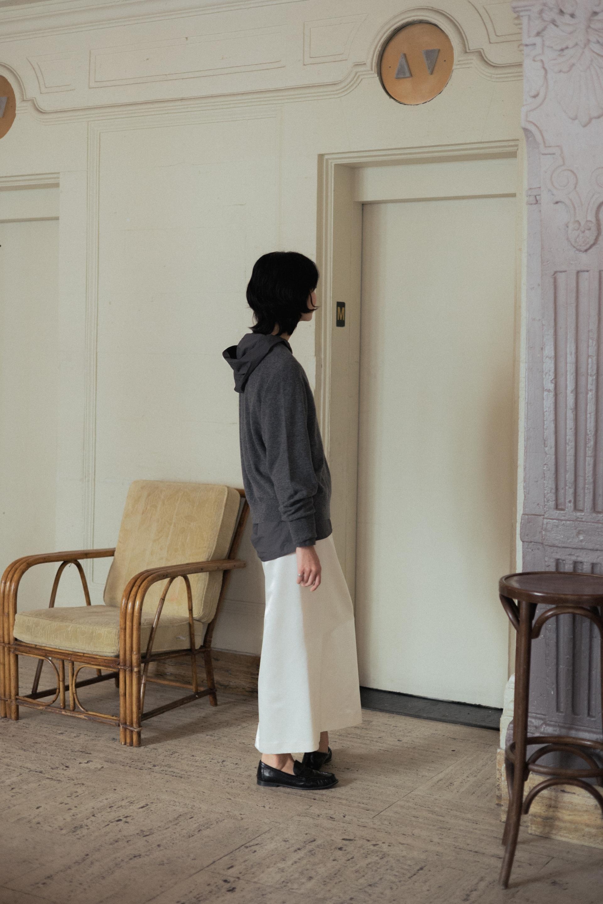 Wool Silk Maxi Skirt · Ivory