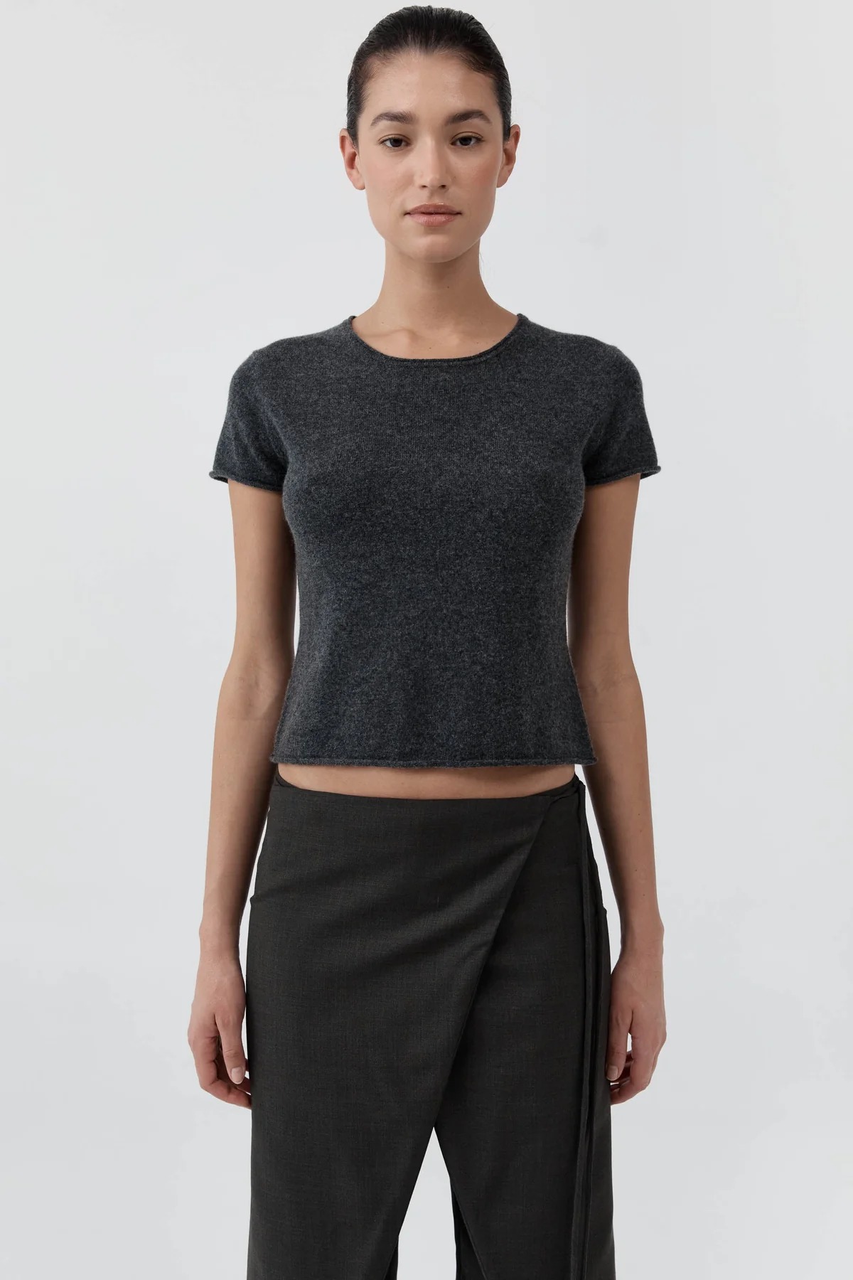 Fine Merino Wool Baby Tee · Charcoal Melange