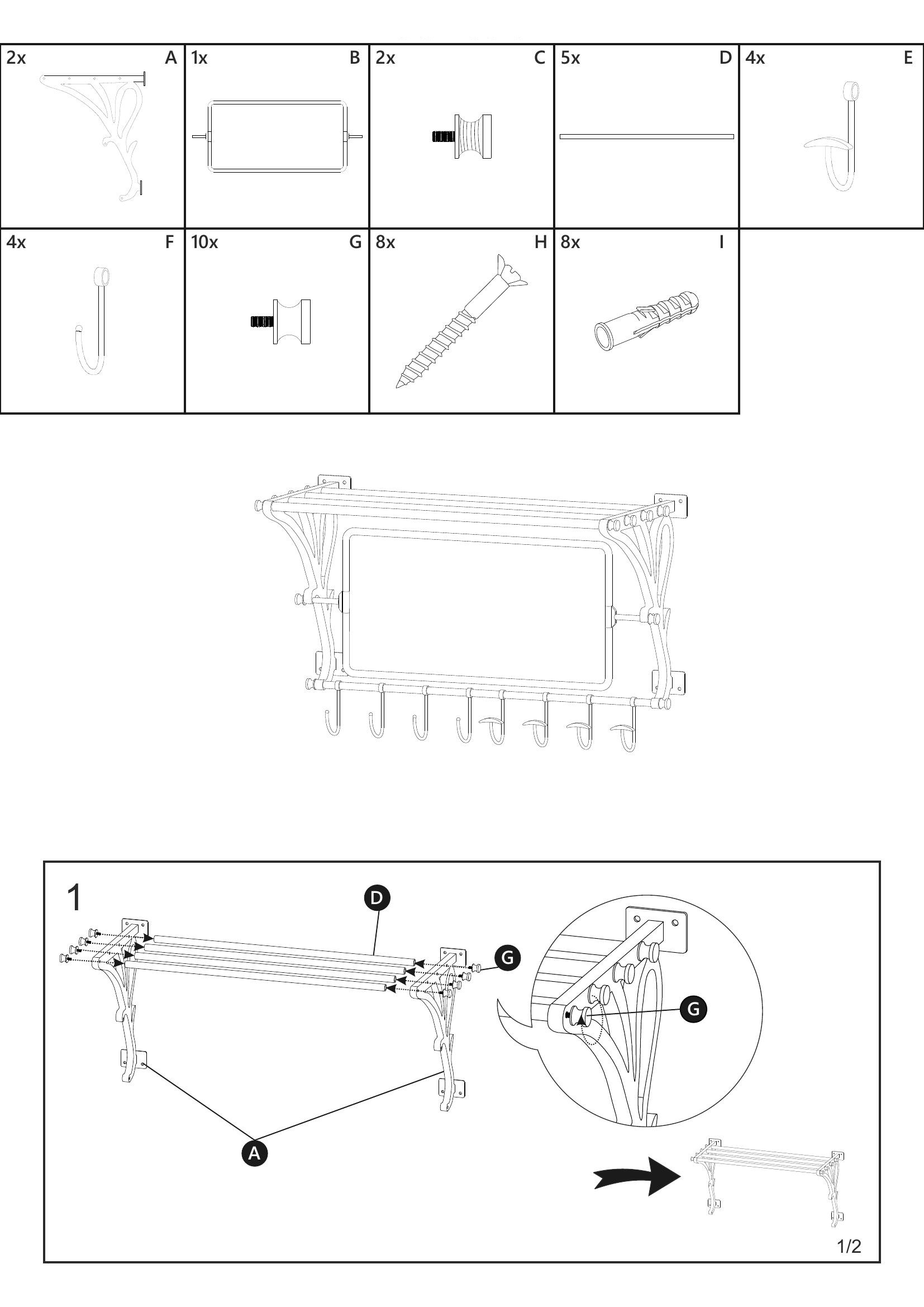 Train wall rack with mirror